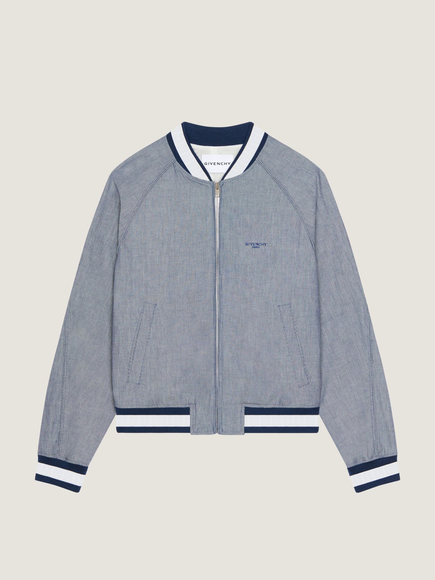 Striped blouson in cotton with Givenchy embroidery