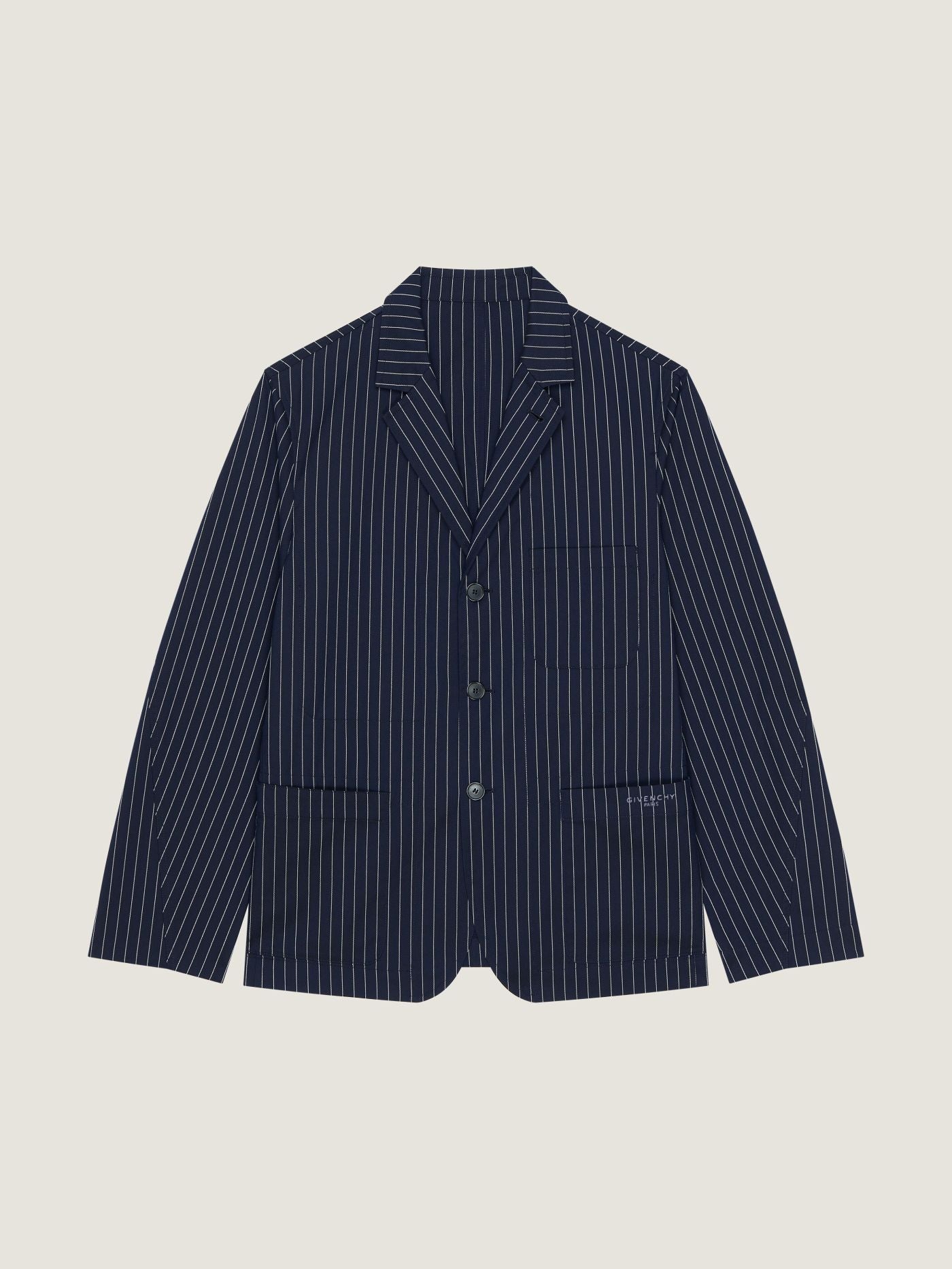 Single-breasted deconstructed striped jacket in cotton