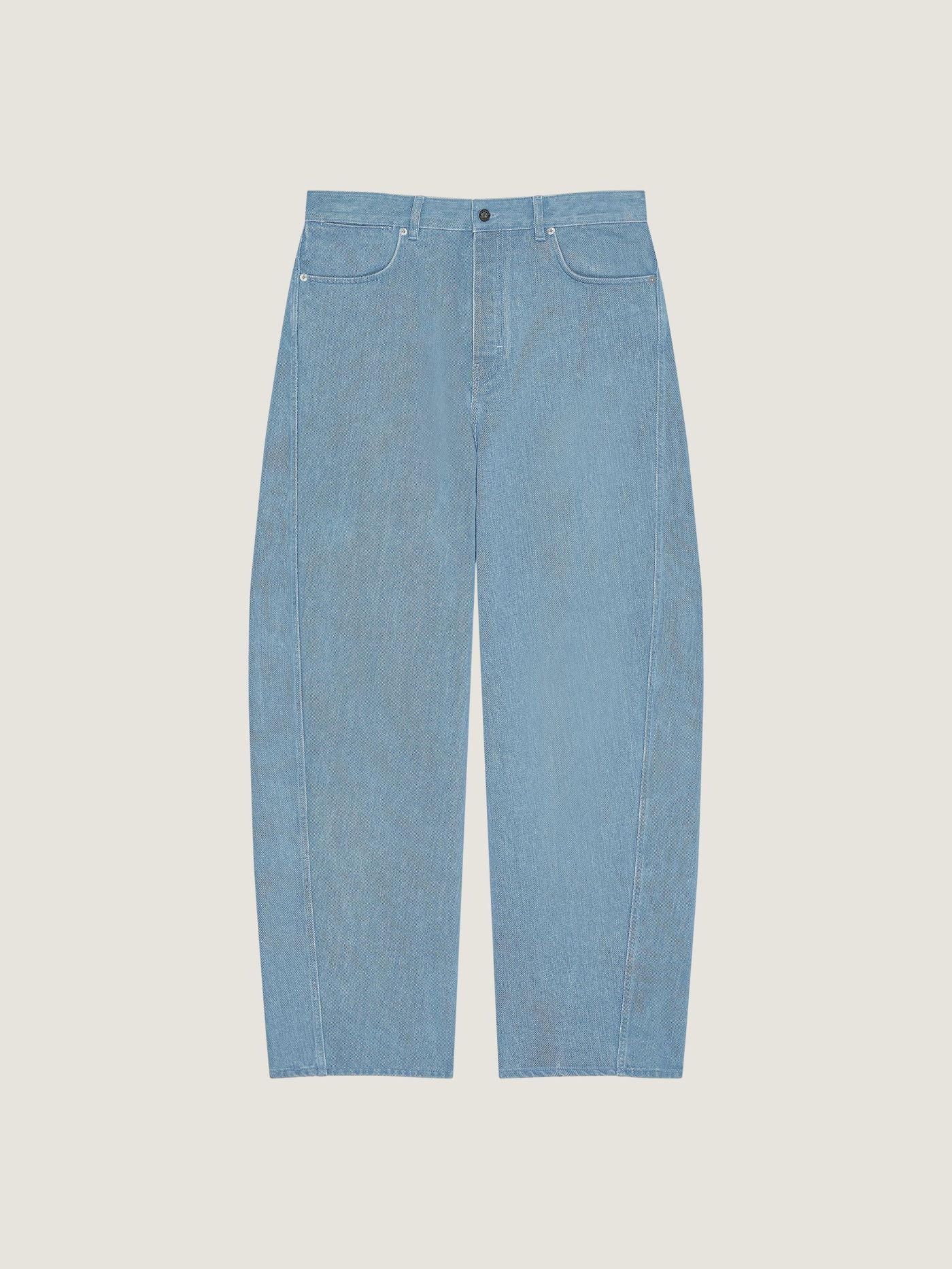 Couture Seam light blue jeans with striped reverse