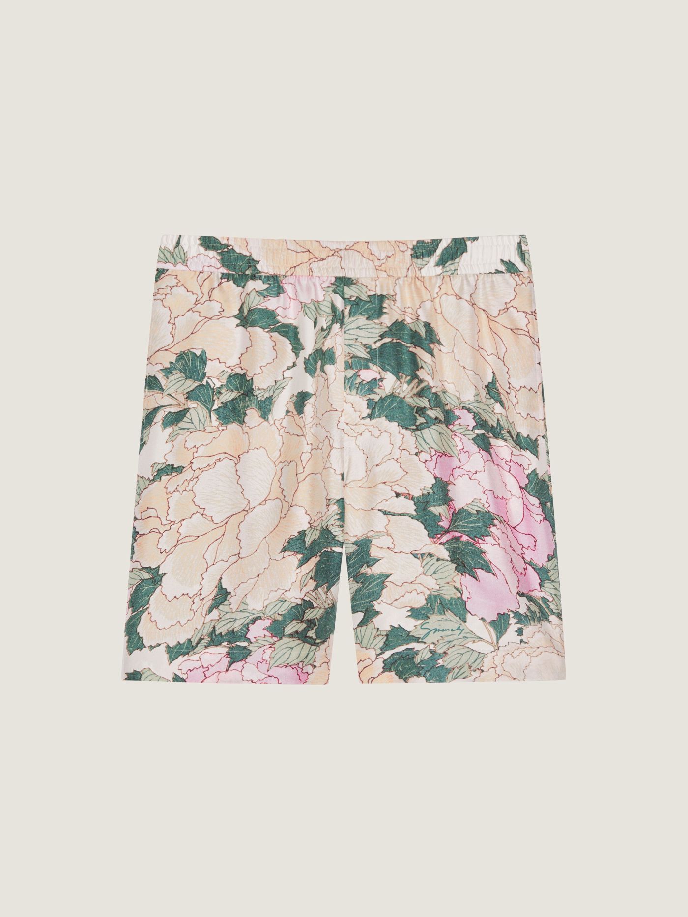 Bermuda shorts in silk with Pastel Flowers print
