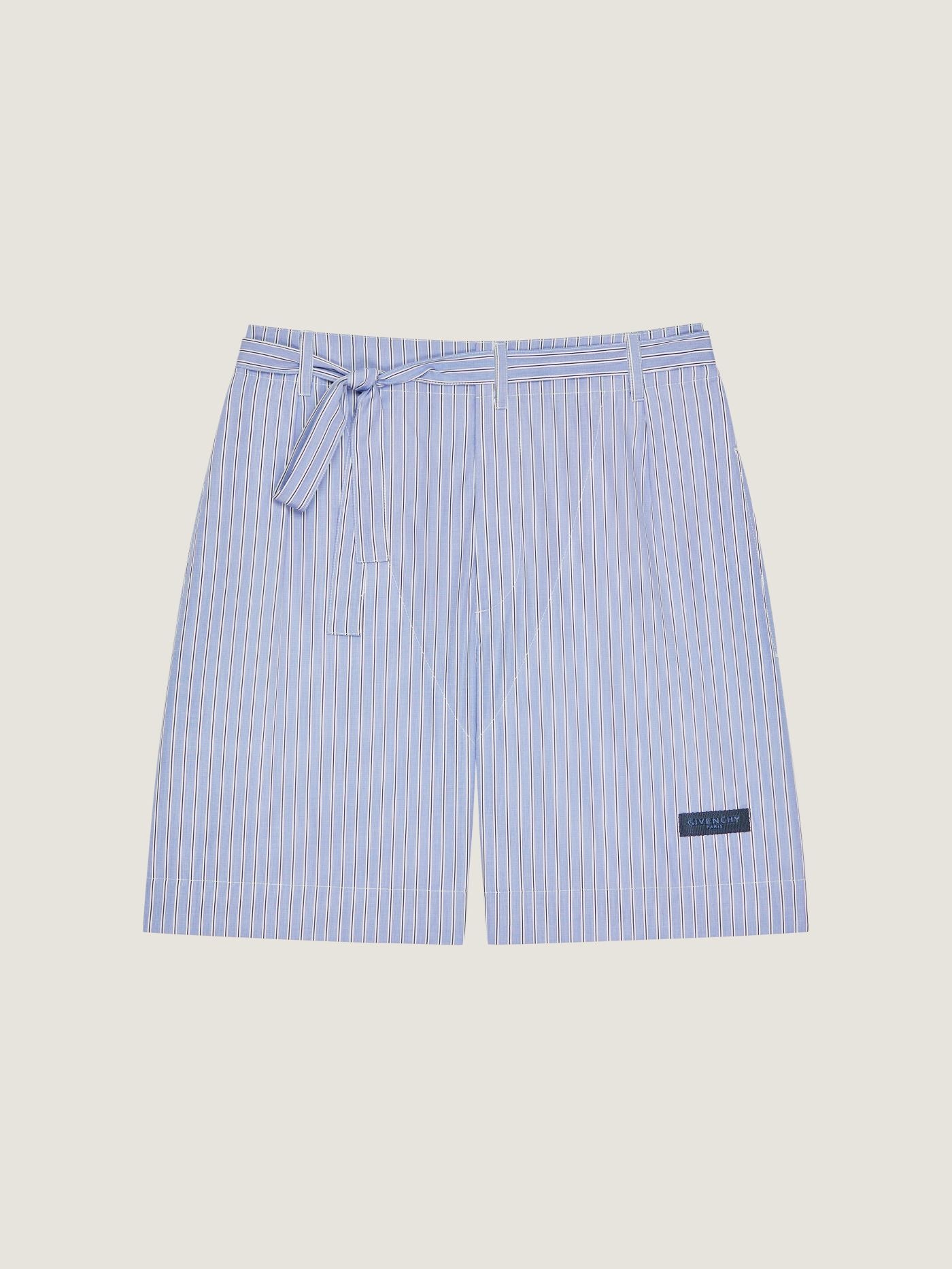 Striped bermuda shorts in cotton with gros grain detail