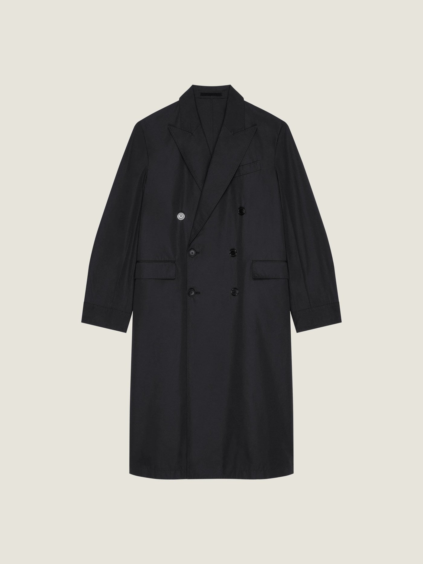Couture Seam double-breasted coat in poplin