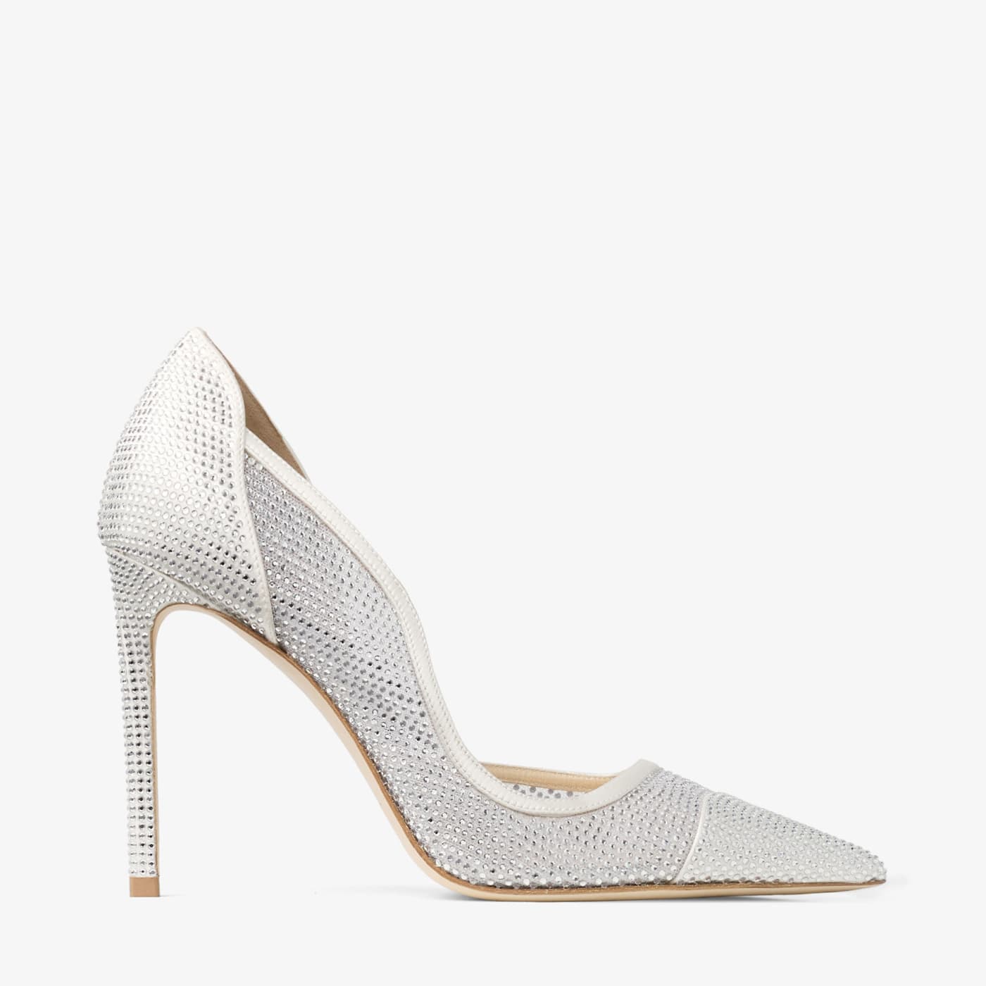 Brigitte 100 Ivory Mesh Pumps with Crystal Embellishment