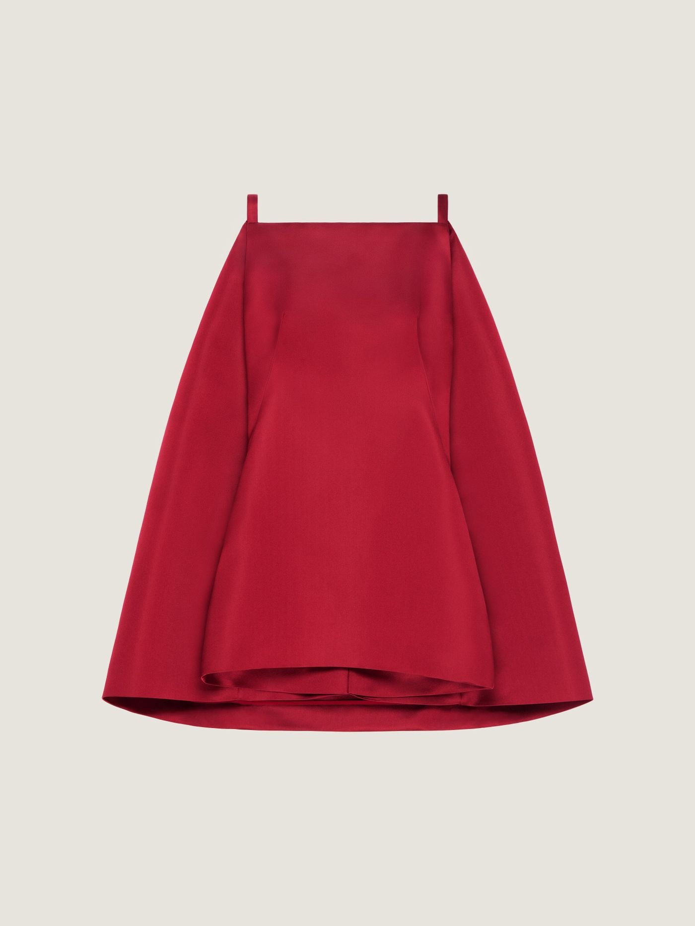 Sliced mini dress in satin with cape