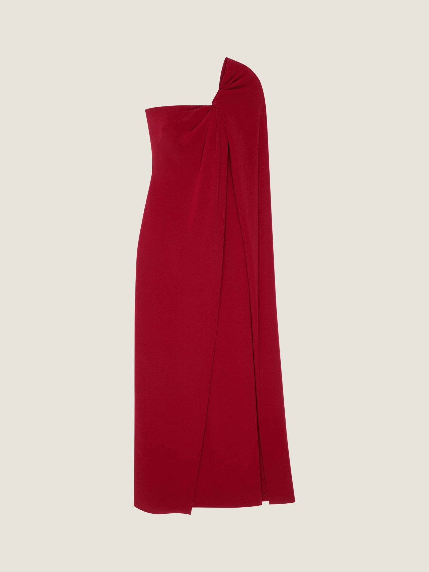 Asymmetric evening dress in crepe cady