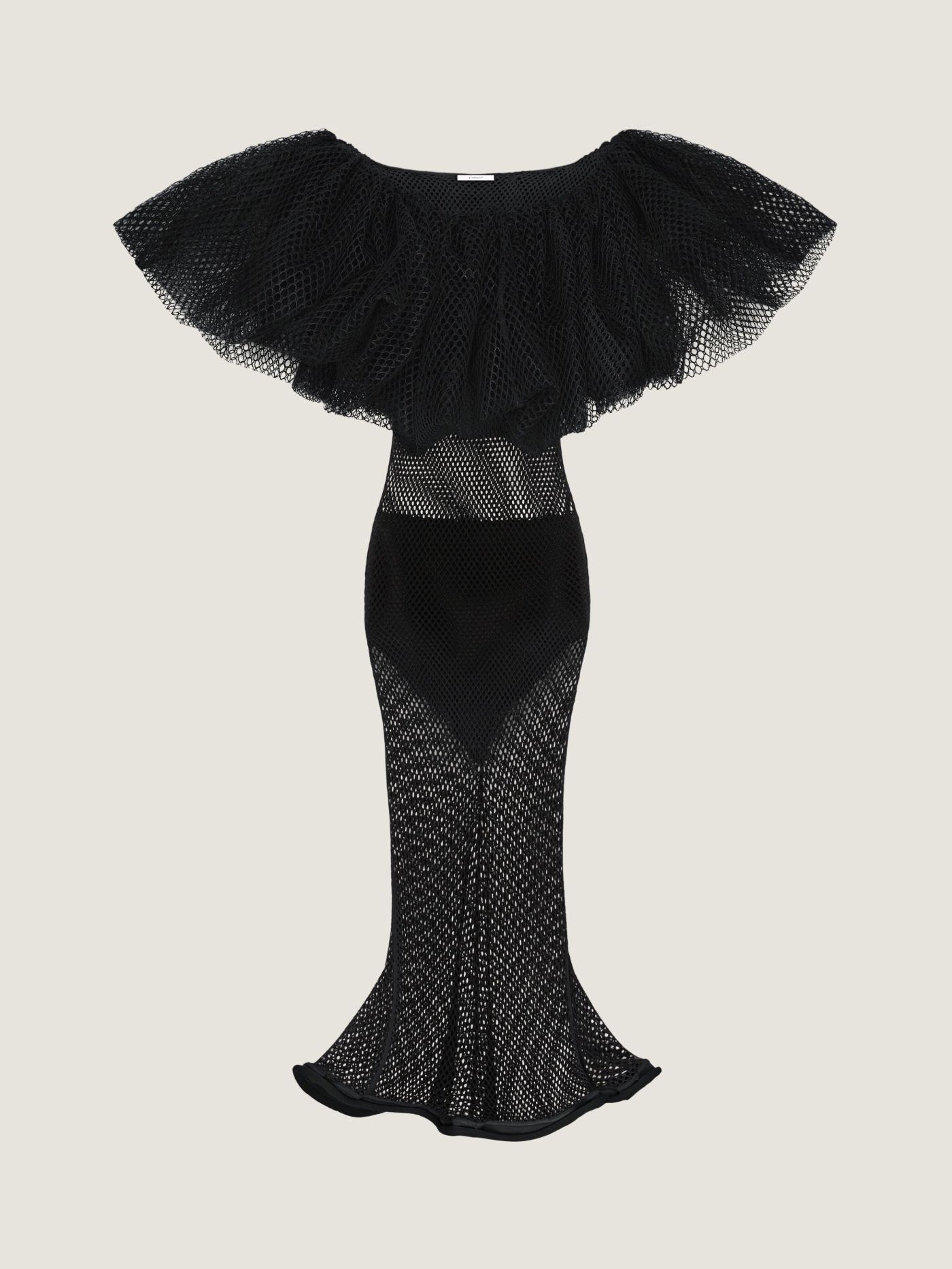 Ruffled dress in mesh