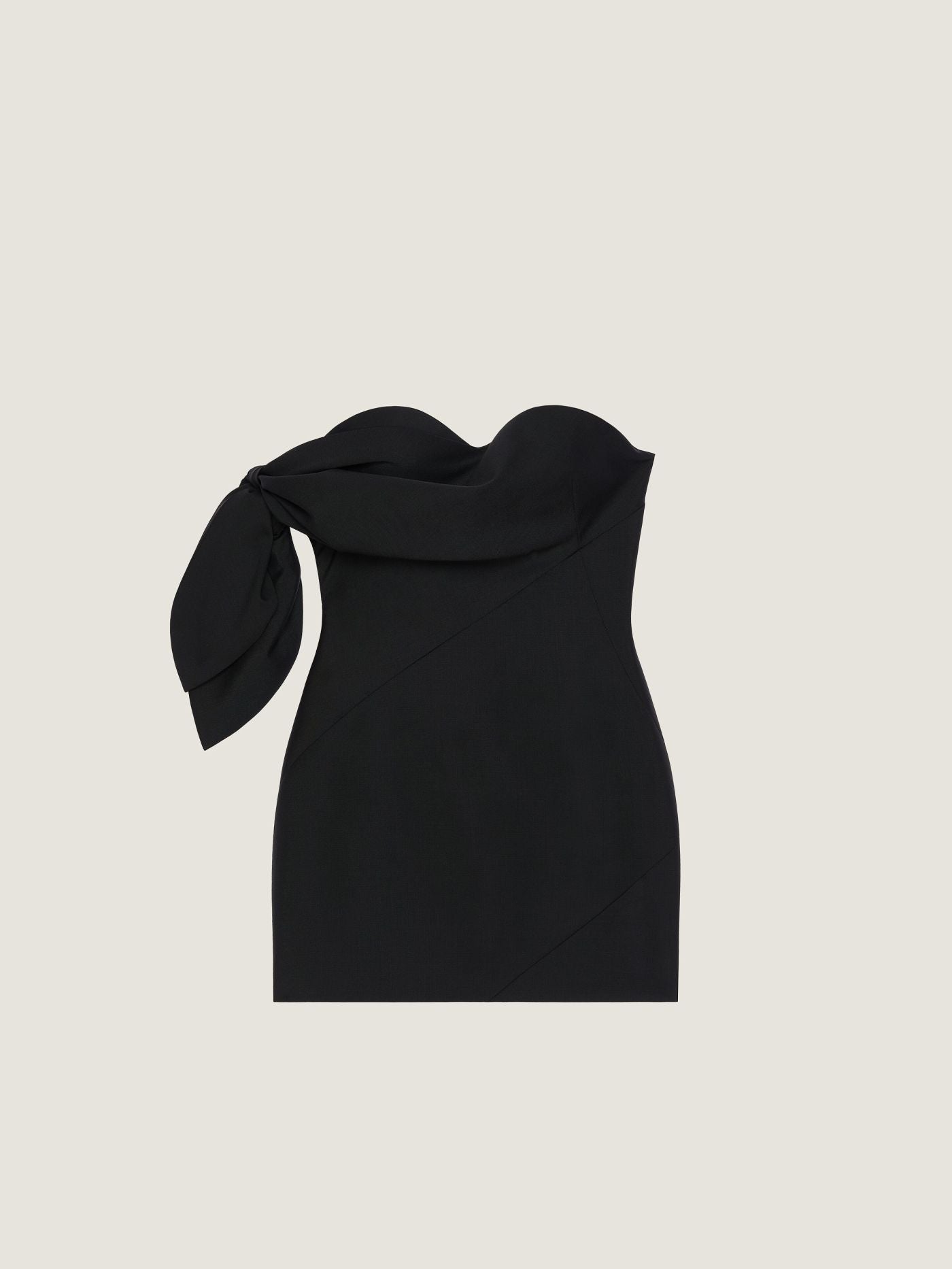 Mini bustier dress in wool and mohair with bow