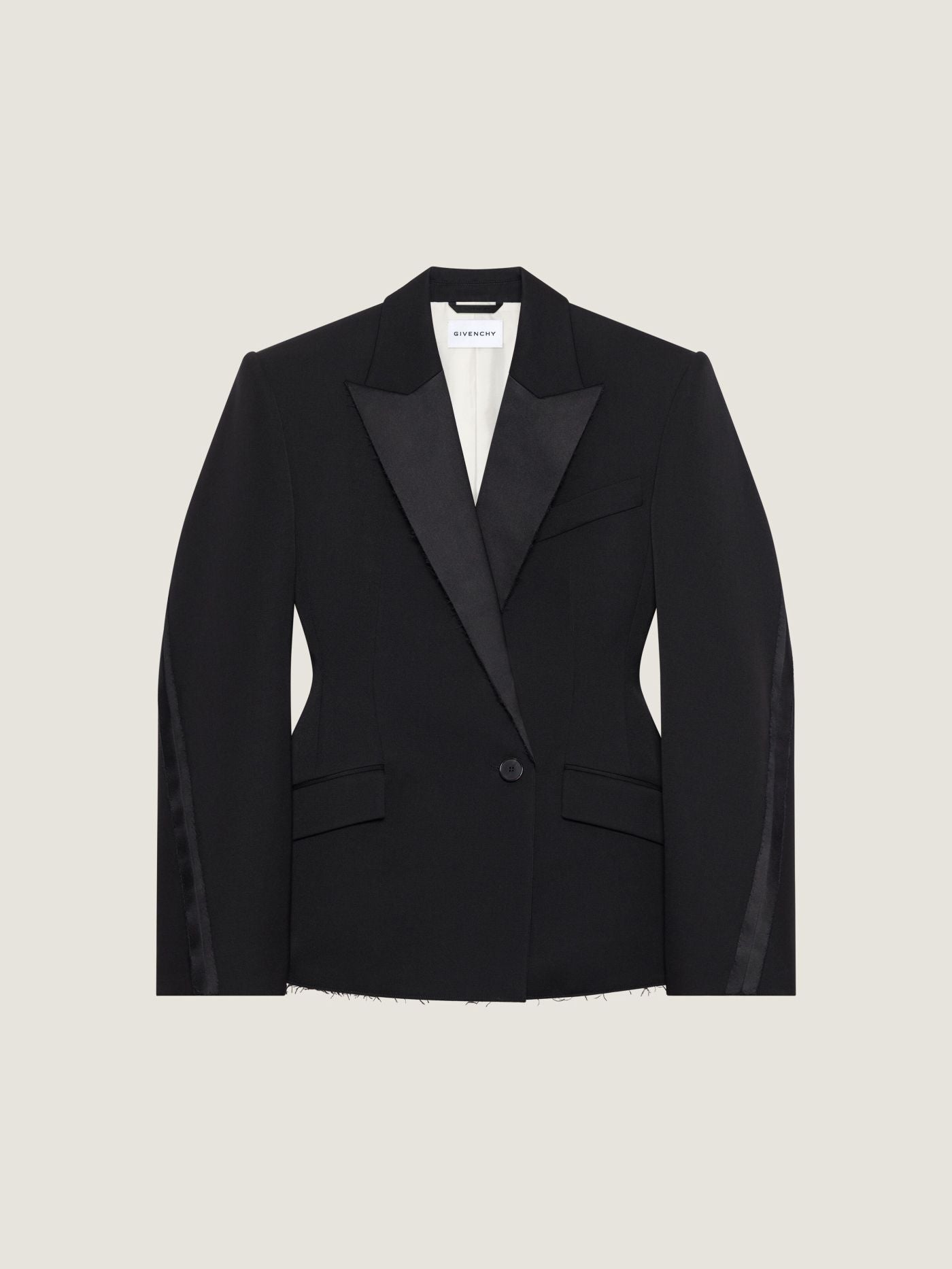 Double-breasted Cocoon jacket in wool with inside-out detail