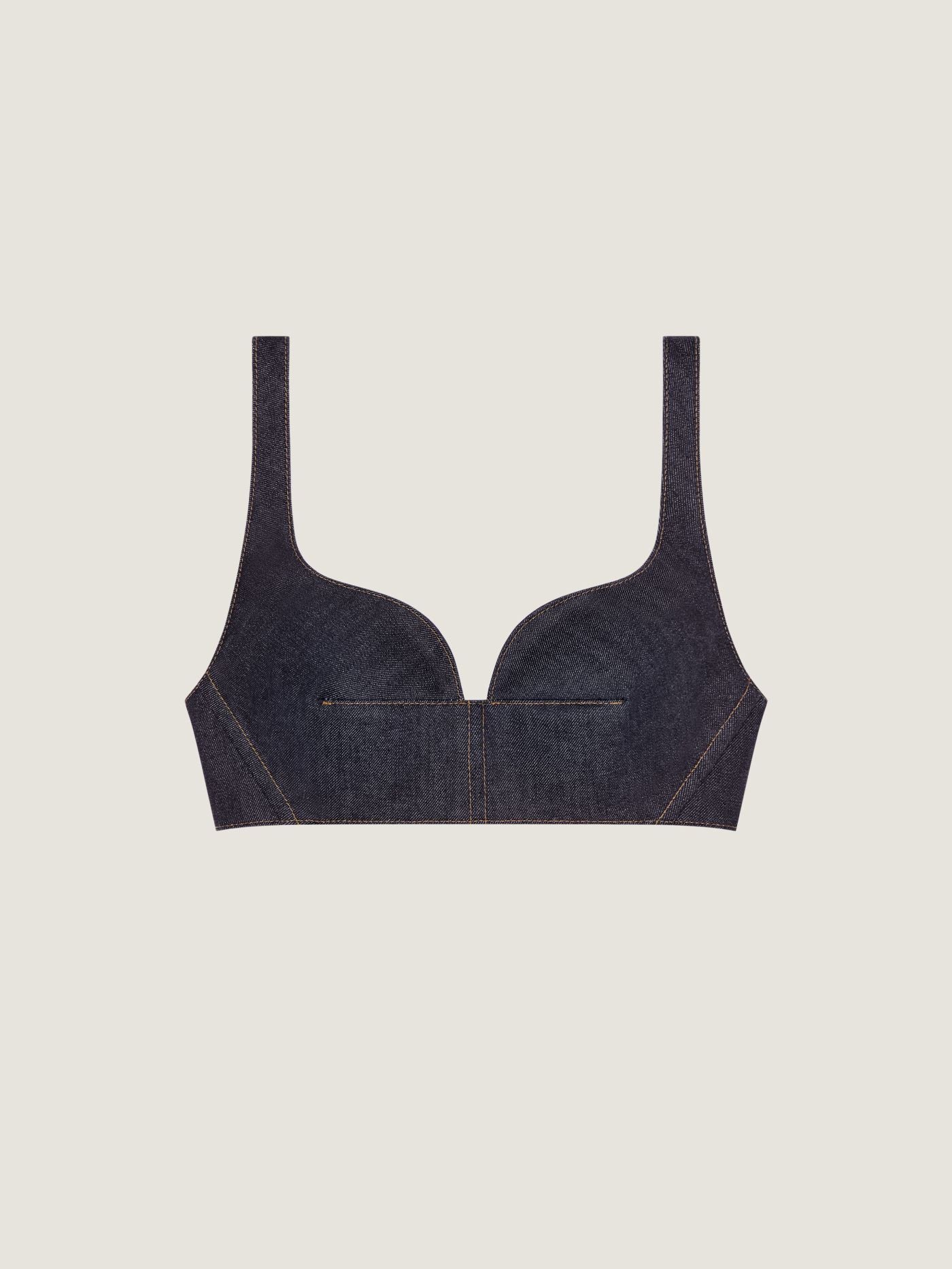 Bra top in raw denim