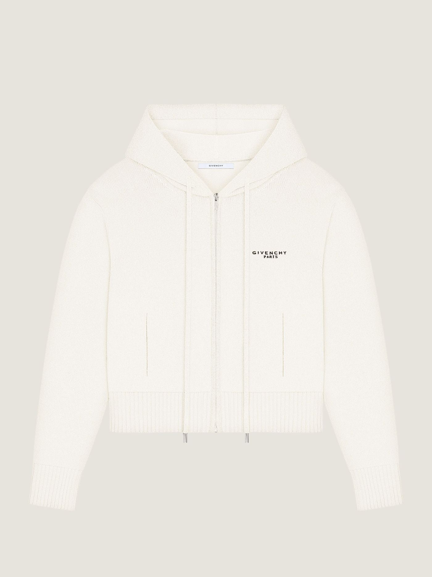 Zipped hoodie in wool and cashmere