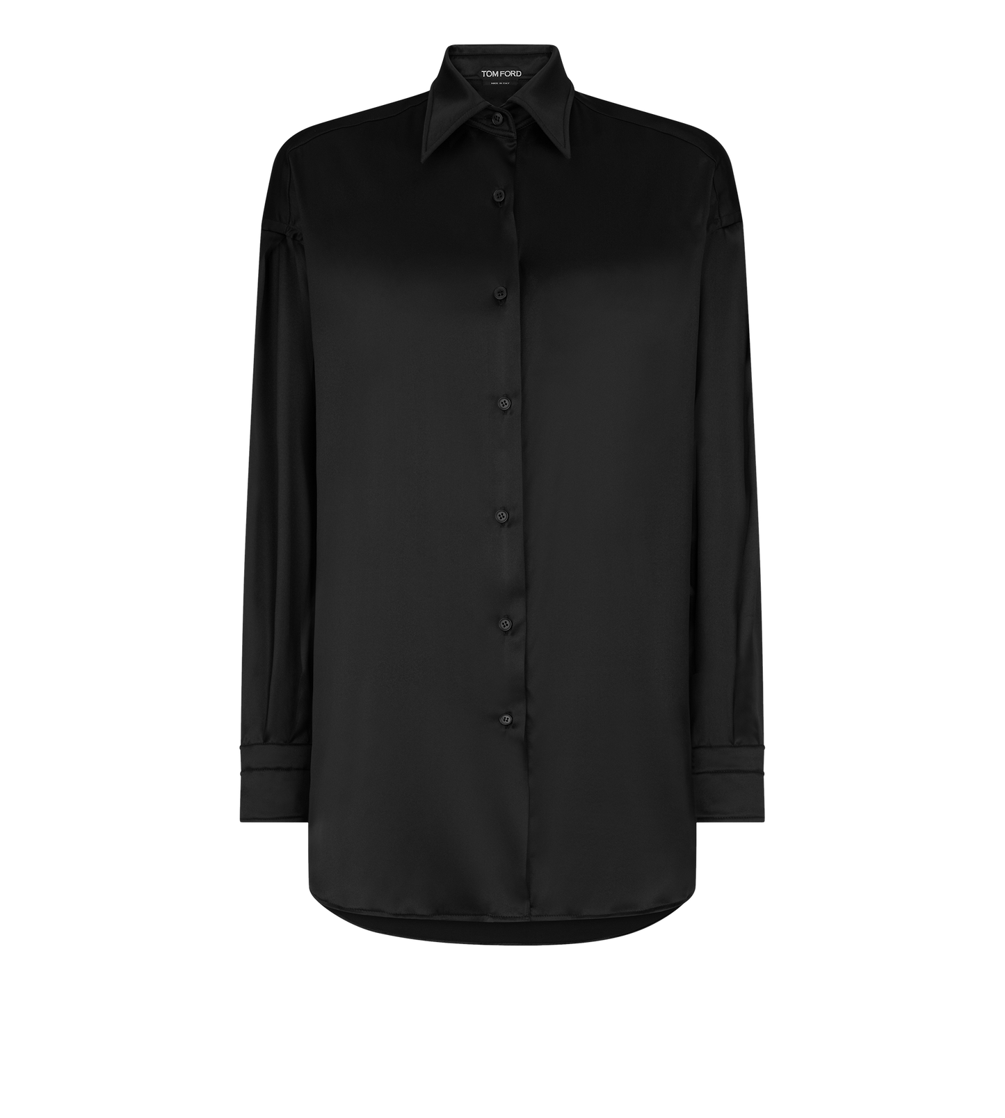 Stretch Silk Satin Relaxed Fit Shirt