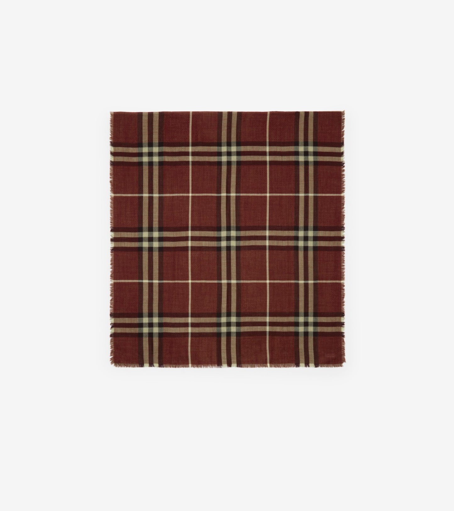 Reversible Check Wool Silk Scarf in Sand beige/vole brown