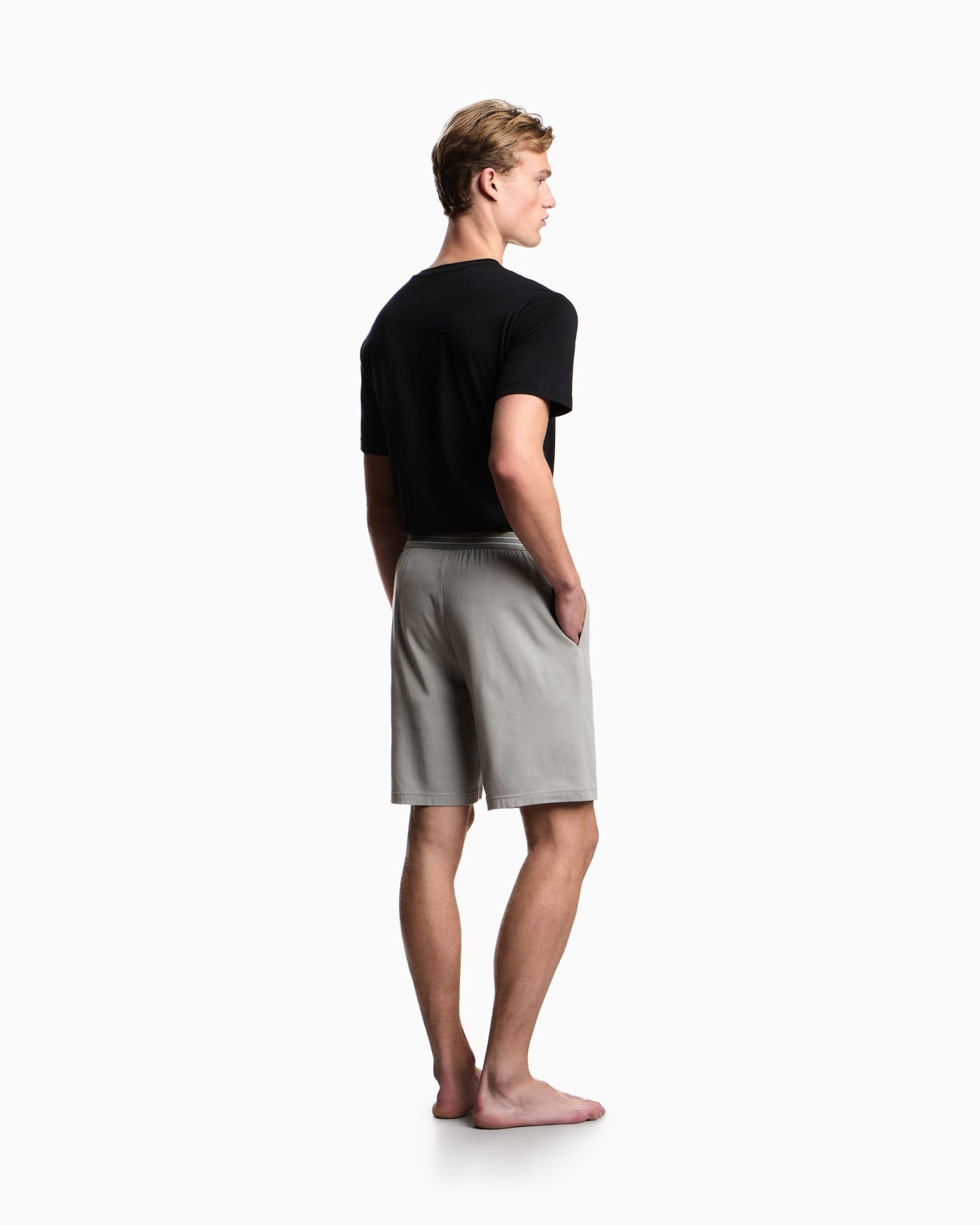 logo label organic jersey pyjamas with Bermuda shorts