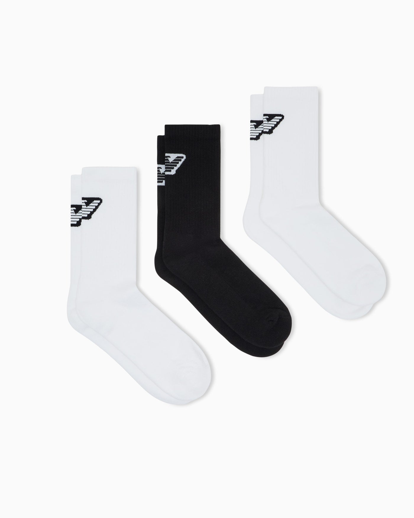 Set of three ribbed stretch cotton crew socks with logo