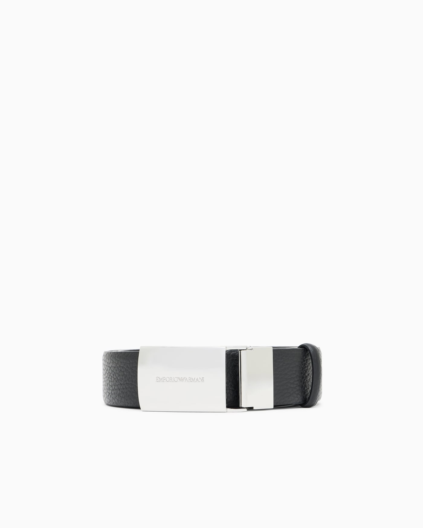 Pebbled leather belt with plate