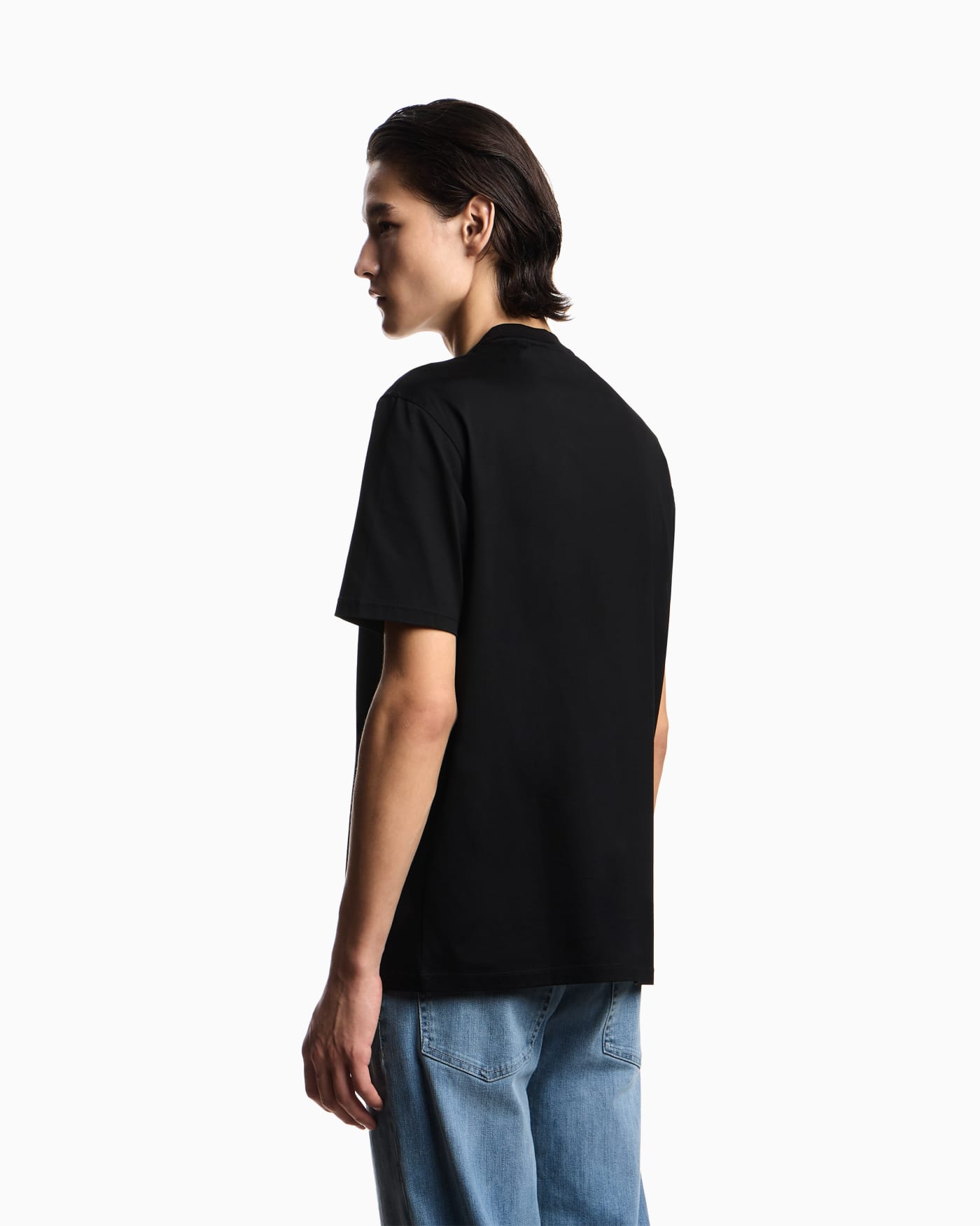 Intarsia jersey t-shirt in pure cotton with logo Essential