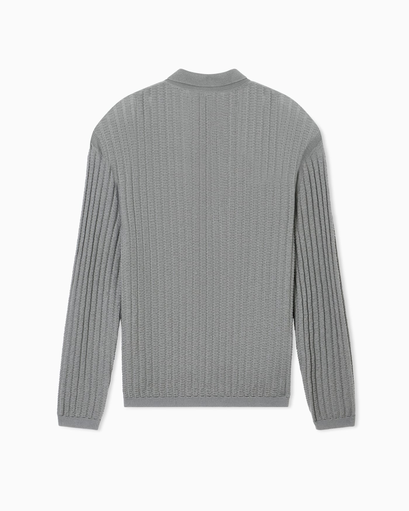 Wool and Lyocell-blend polo collar jumper in a patterned stitch