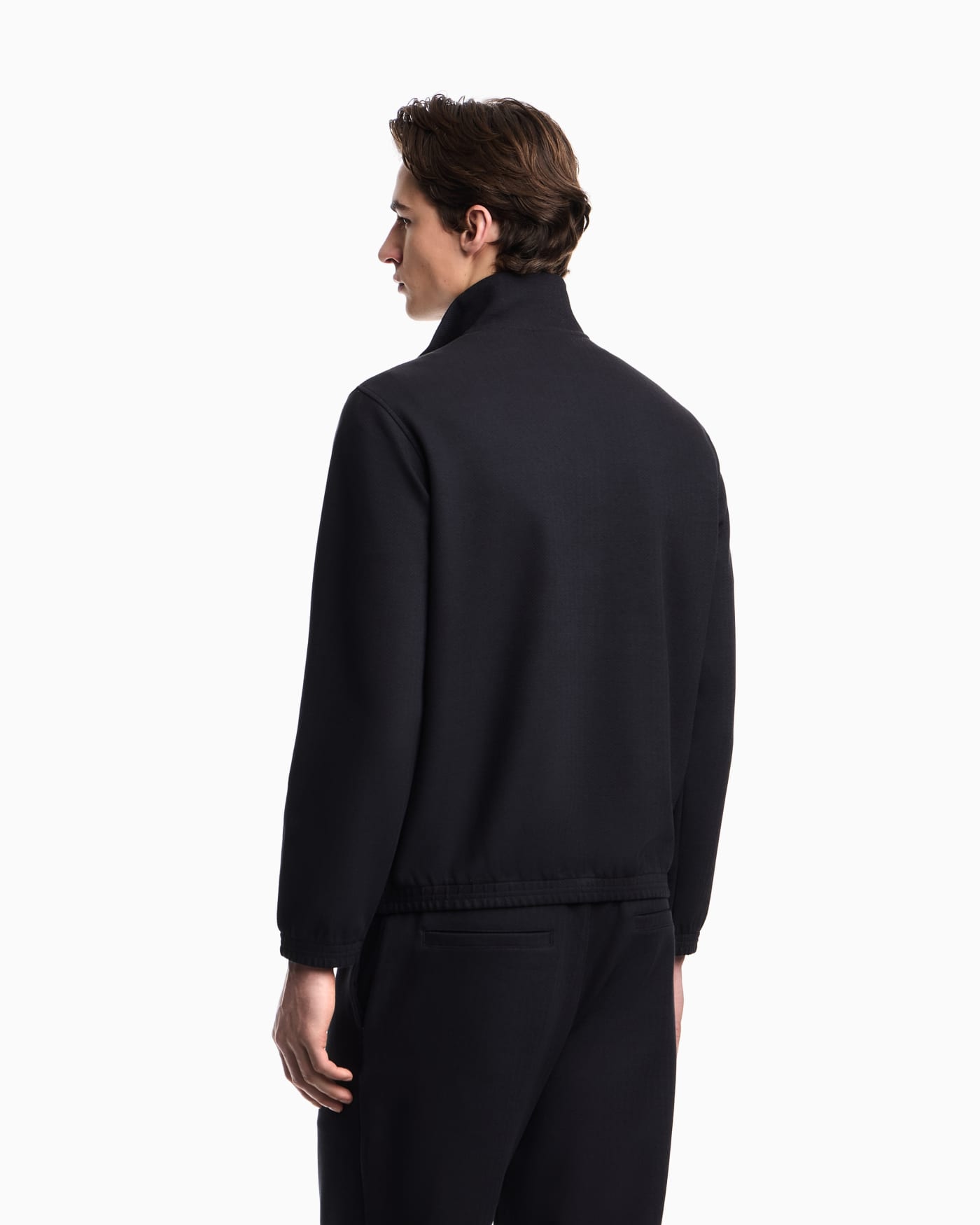 Full-zip sweatshirt in a Lyocell-blend jacquard interlock jersey