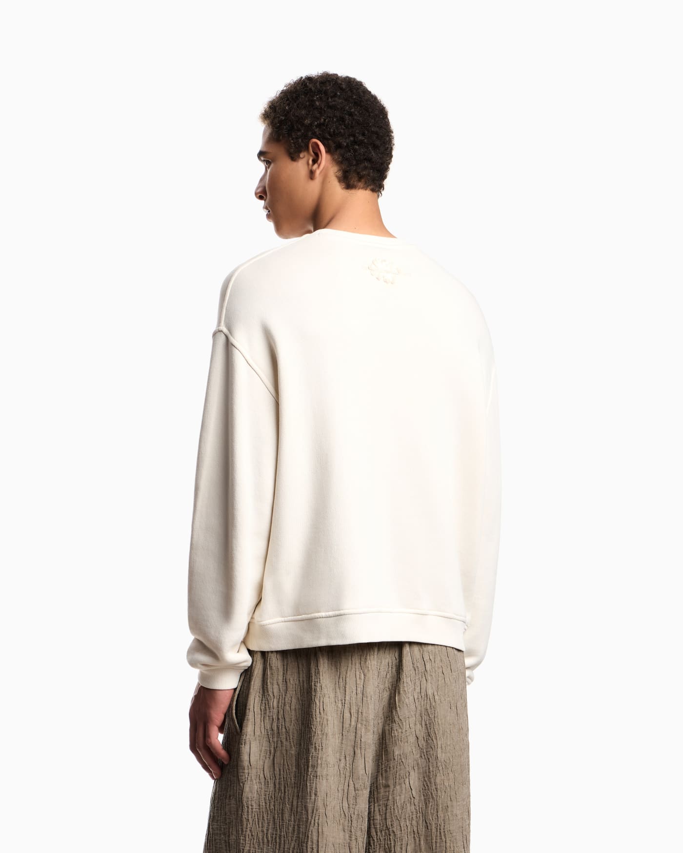 Jersey twill sweatshirt with raw-cut decoration