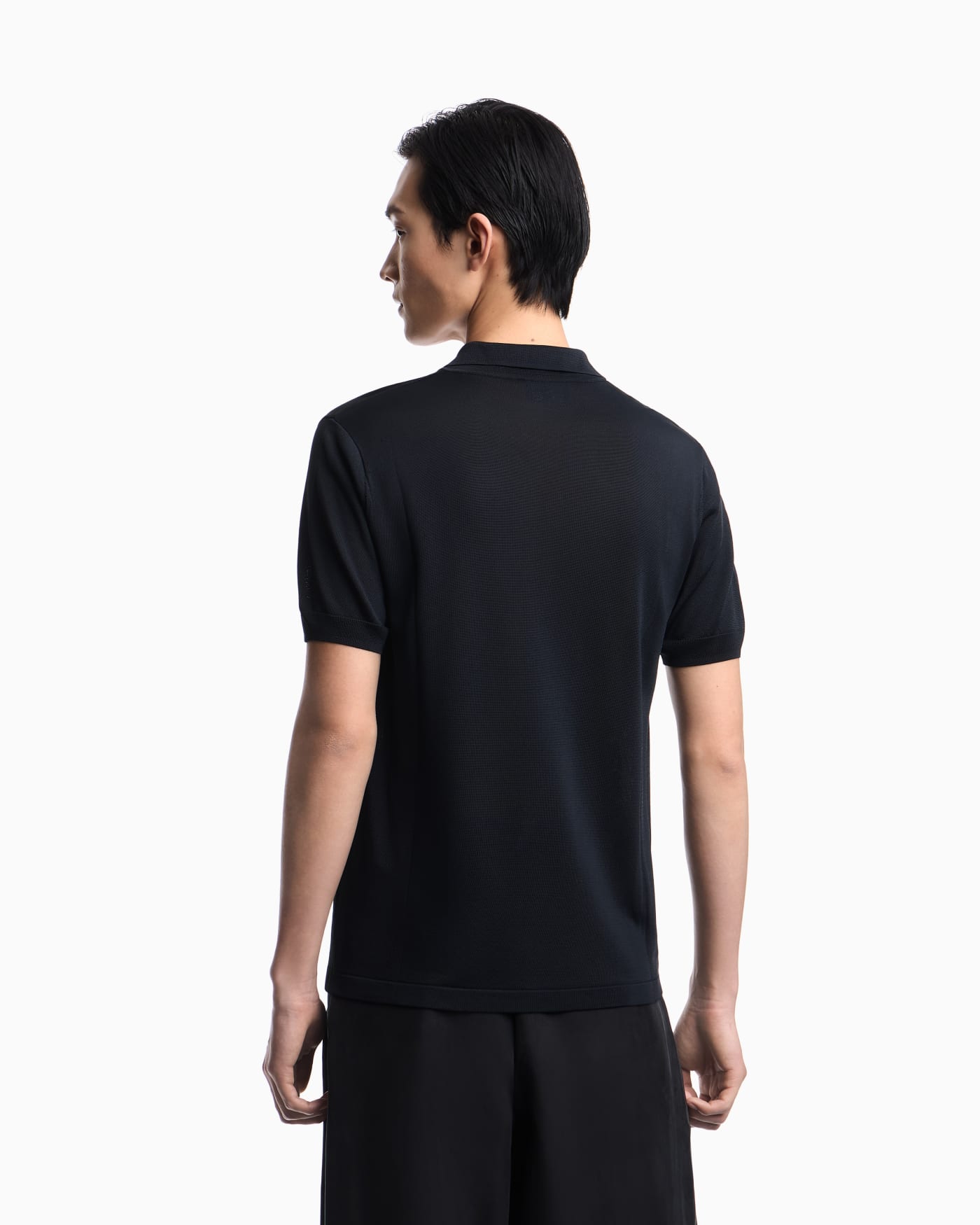 Plain-knit polo shirt