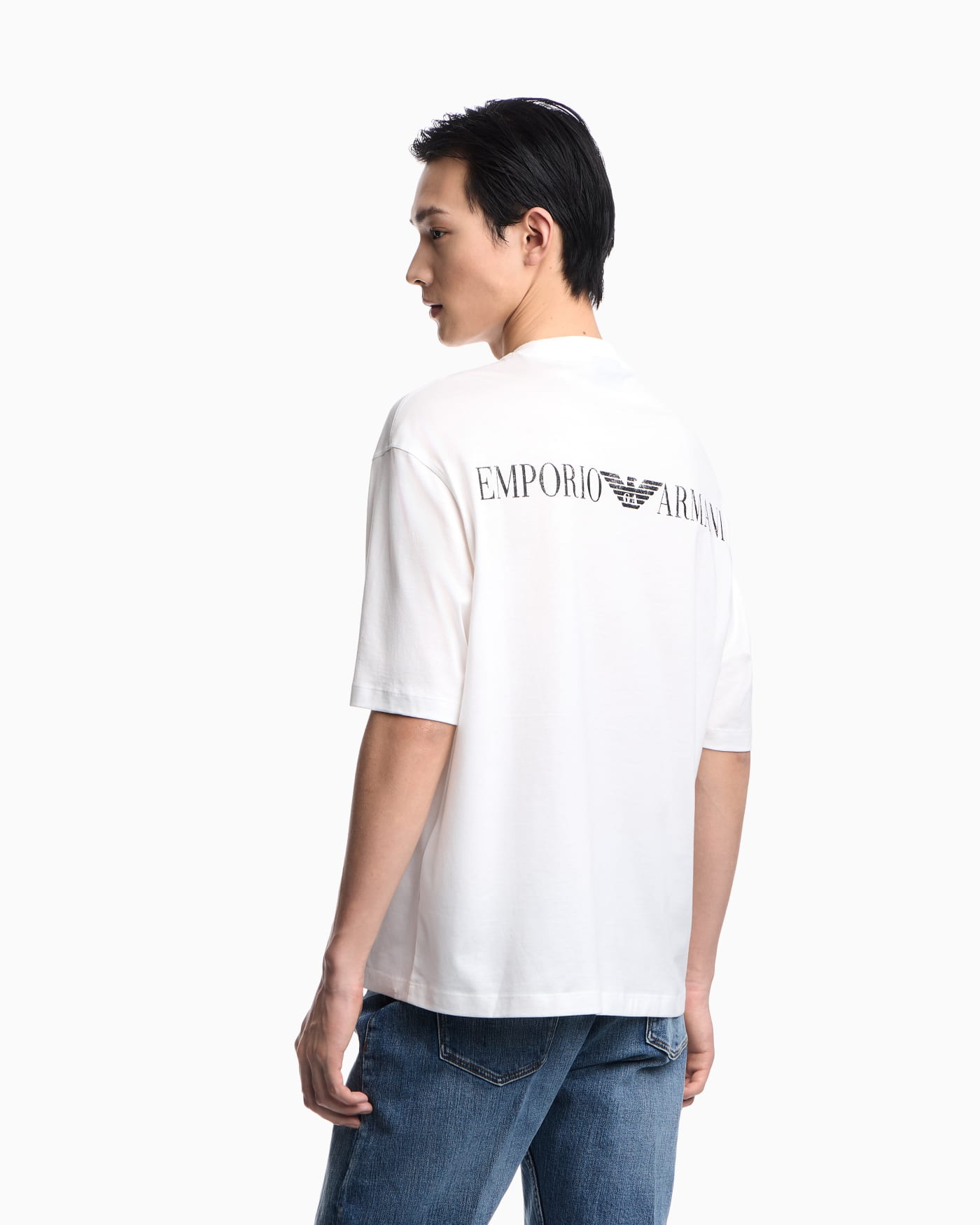 Oversized jersey T-shirt with used-effect logo print