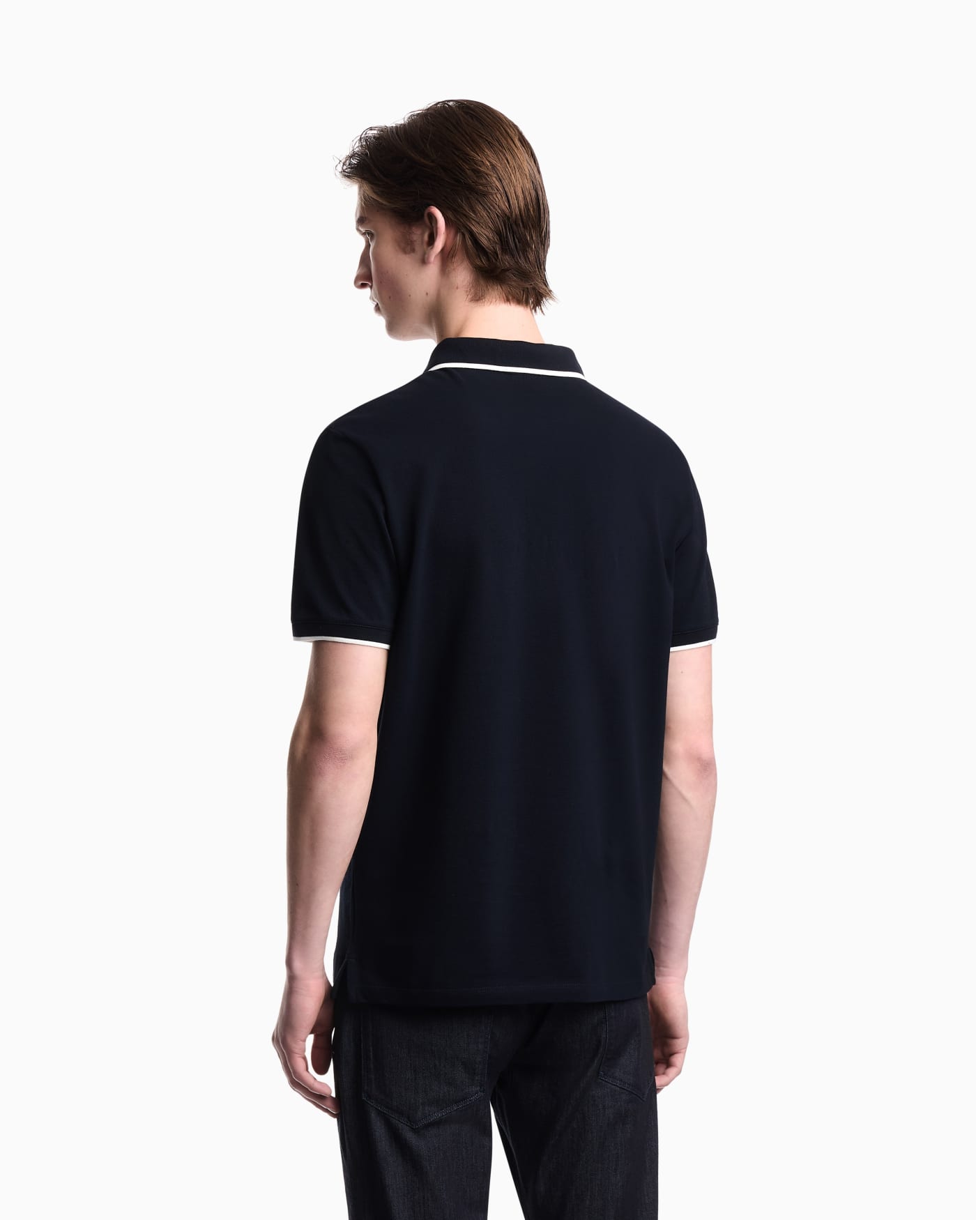 V-neck piqué polo shirt