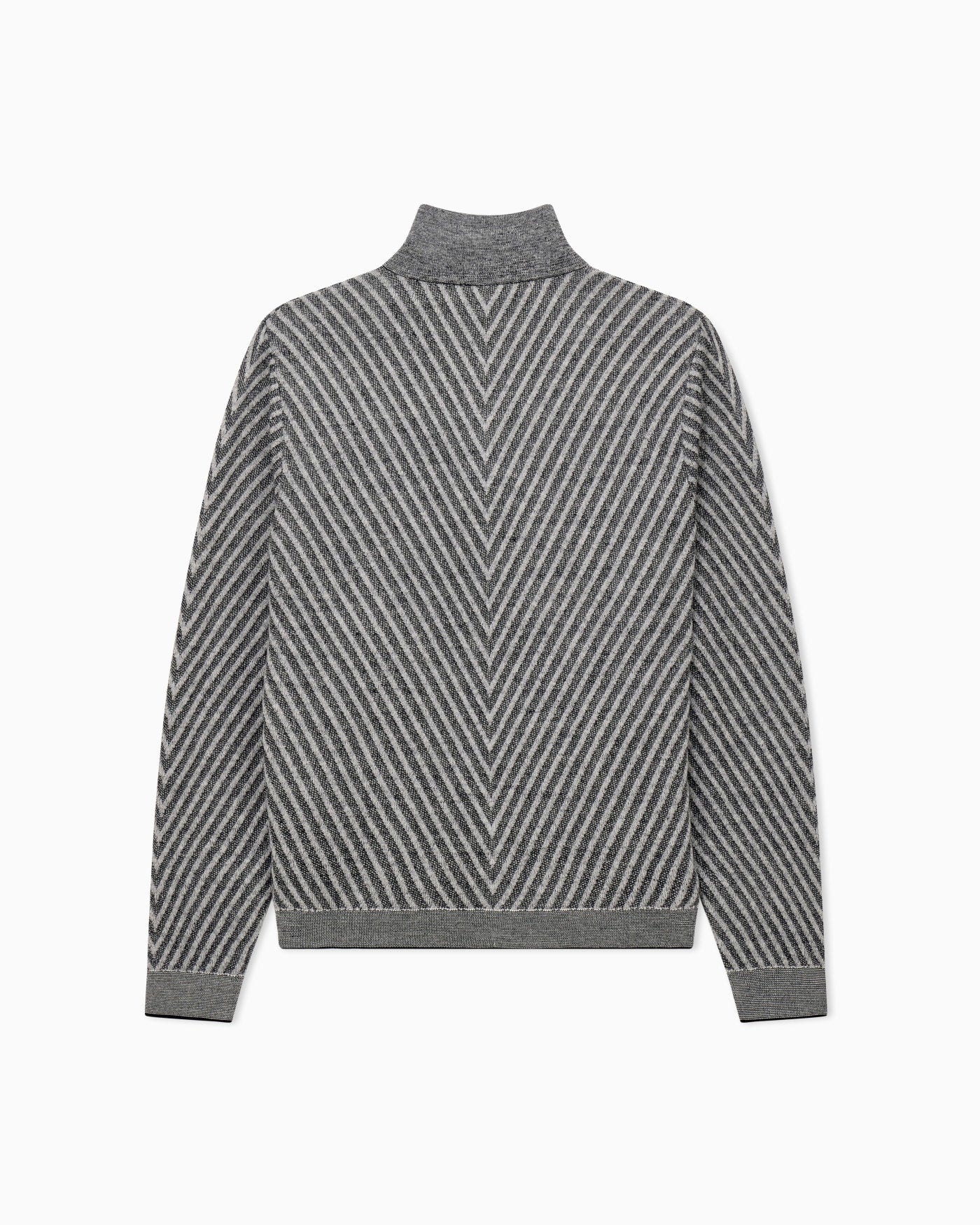 Partial zip sweater in processed virgin wool Signature Capsule