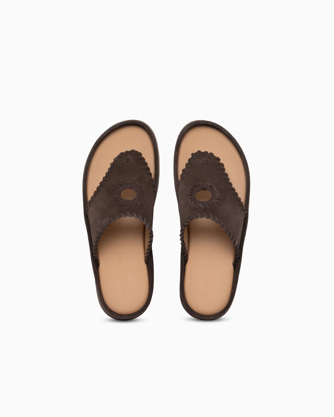 Velour suede flip-flop sandals