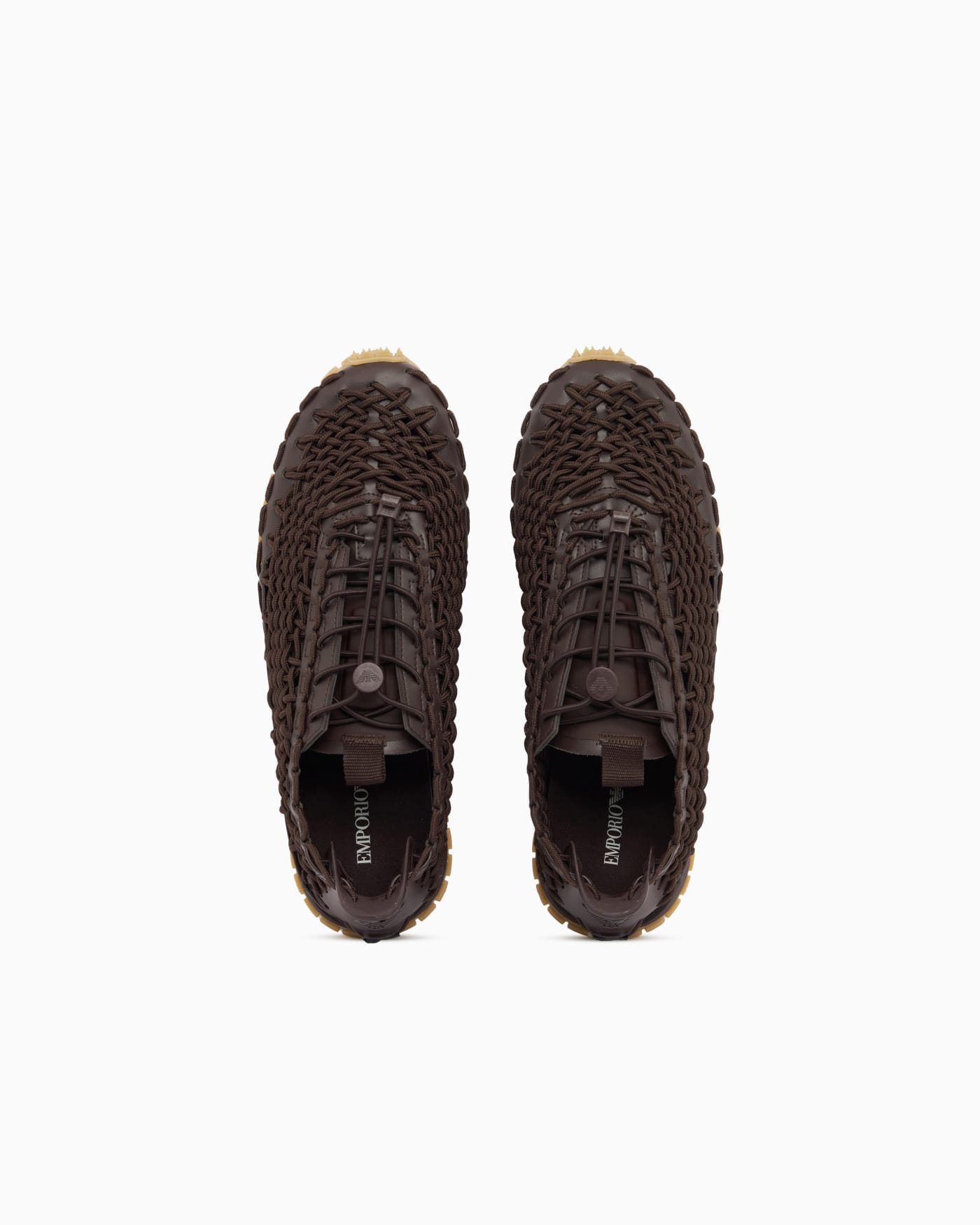 Sneakers with woven design and rugged rubber sole