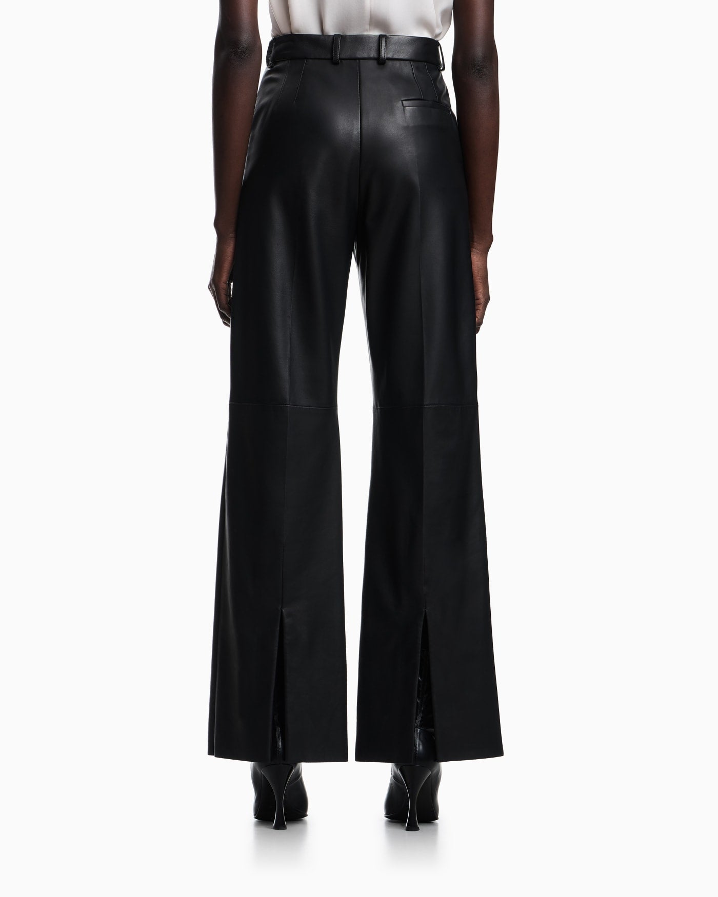 Glove-quality lambskin nappa leather palazzo trousers