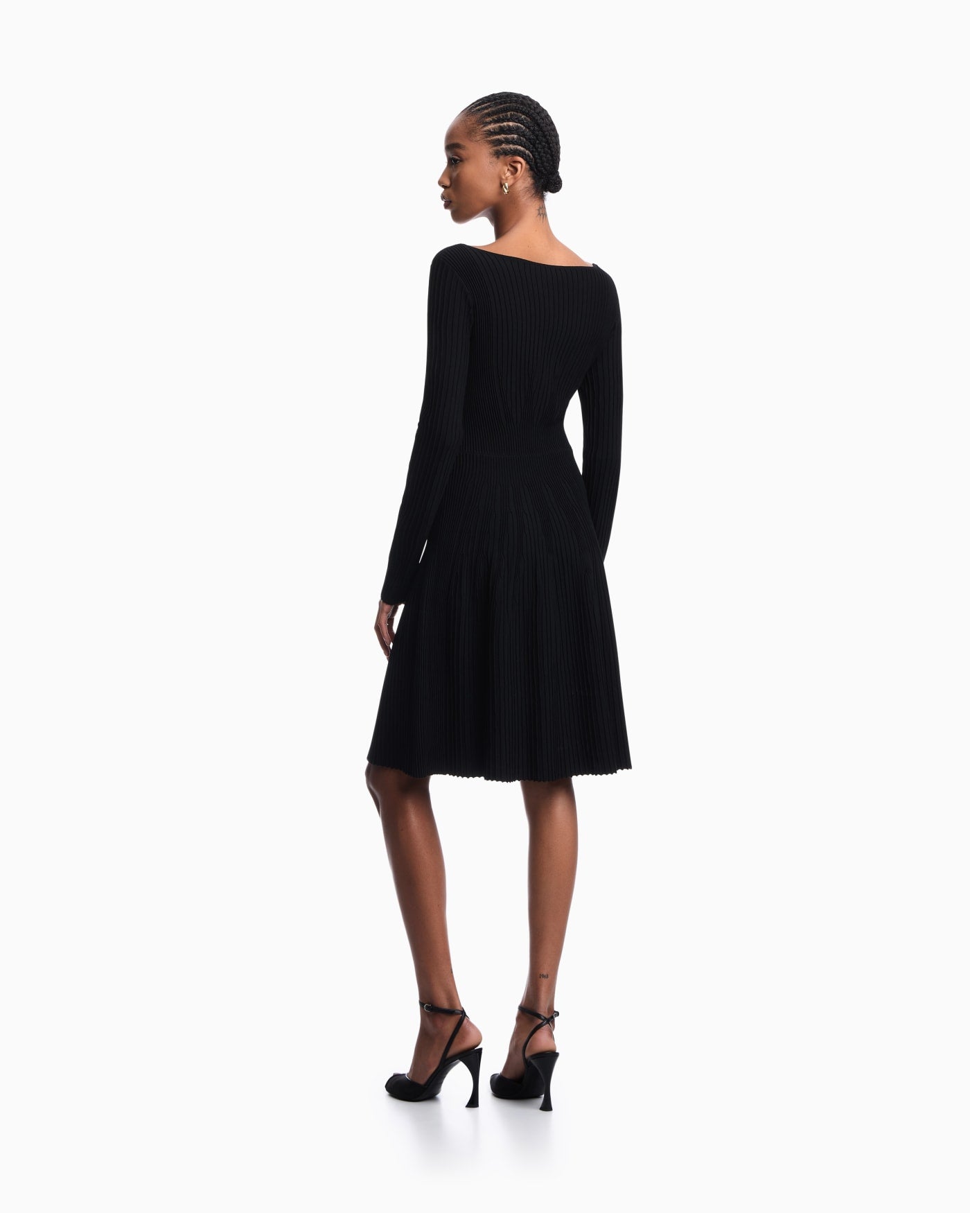 Flared rib-knit dress