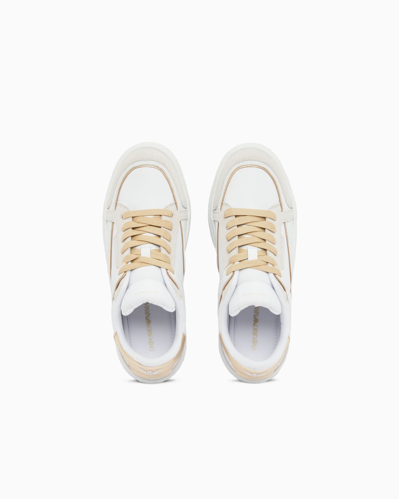 Leather sneakers with gold-coloured details