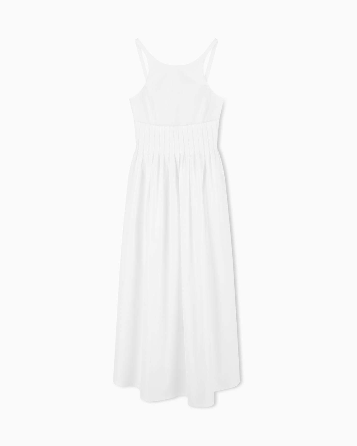 Long dress in poplin with smocked motif
