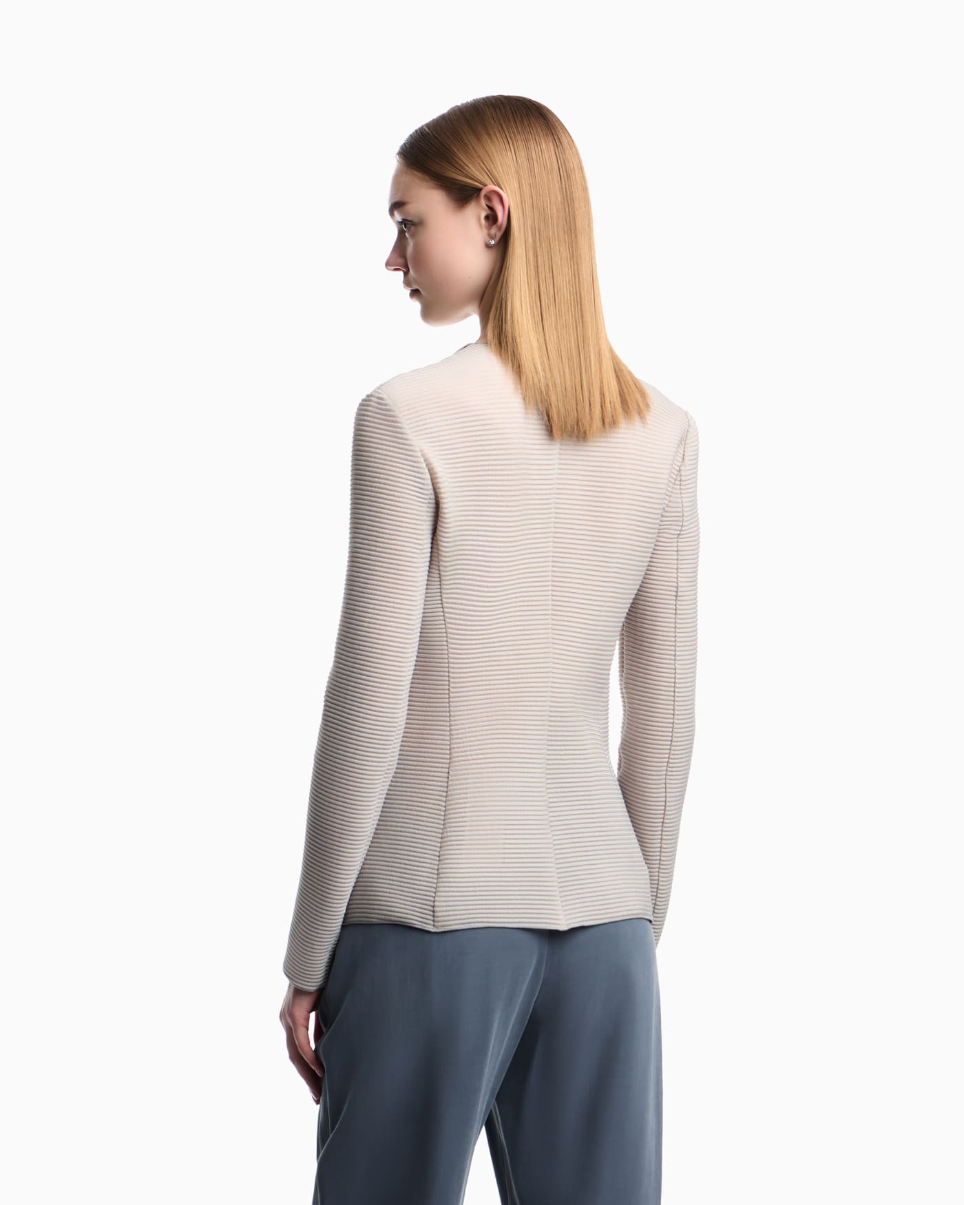 Jacket with lapels in canneté fabric