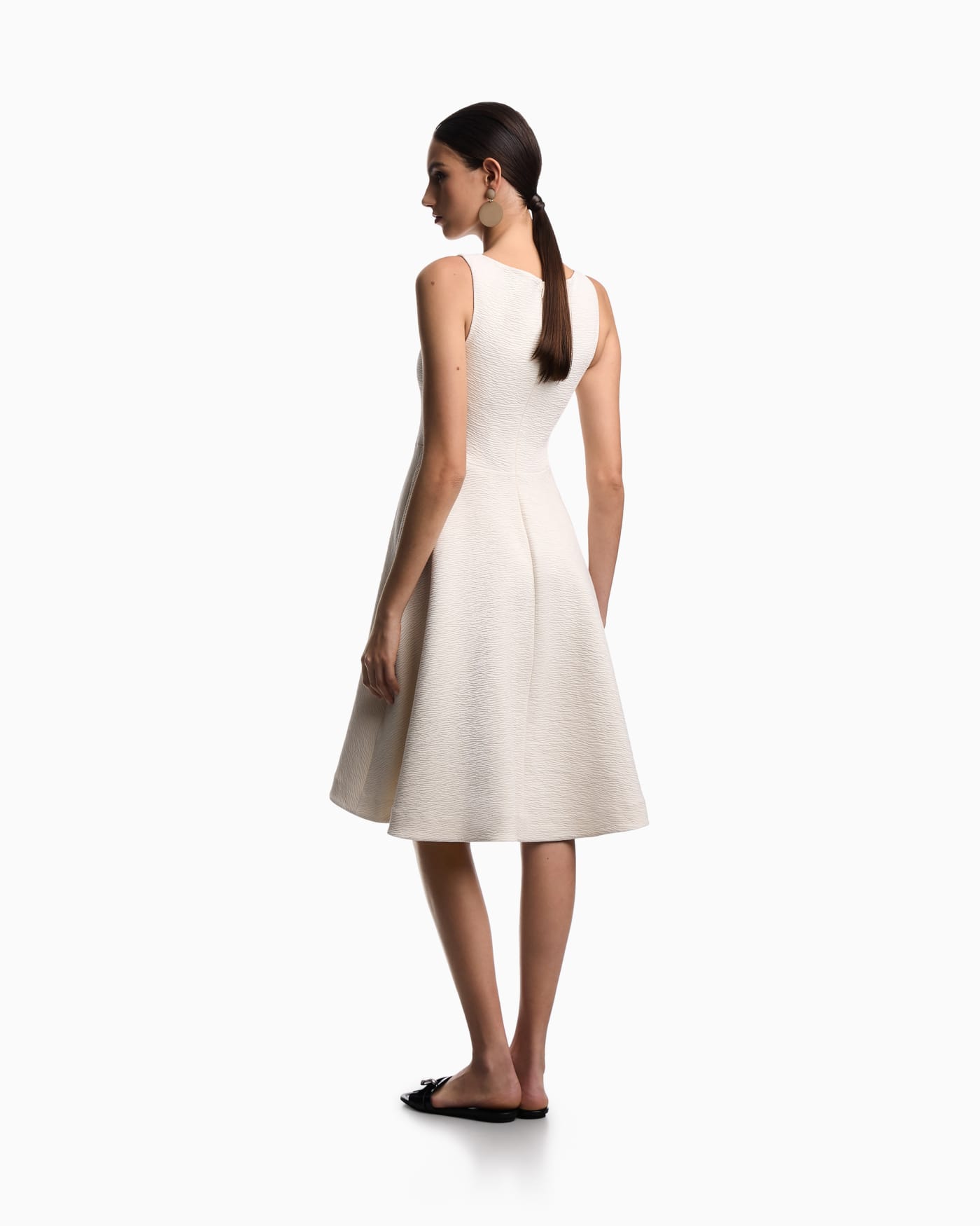 Embossed jersey full-skirted dress