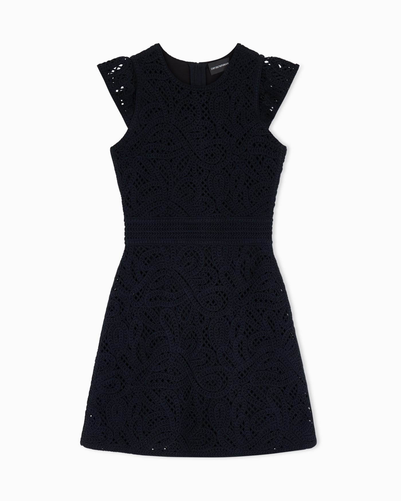 Dress in macramé-effect Cornely embroidered fabric