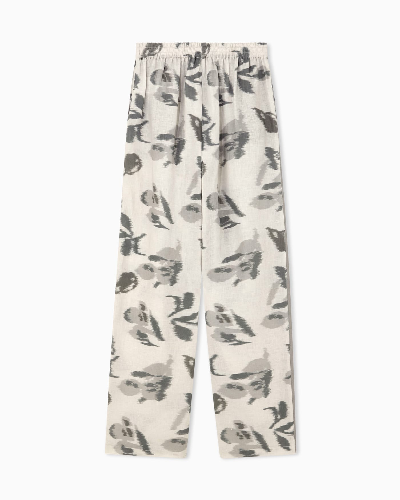 Regular fit linen trousers with chiné flower print