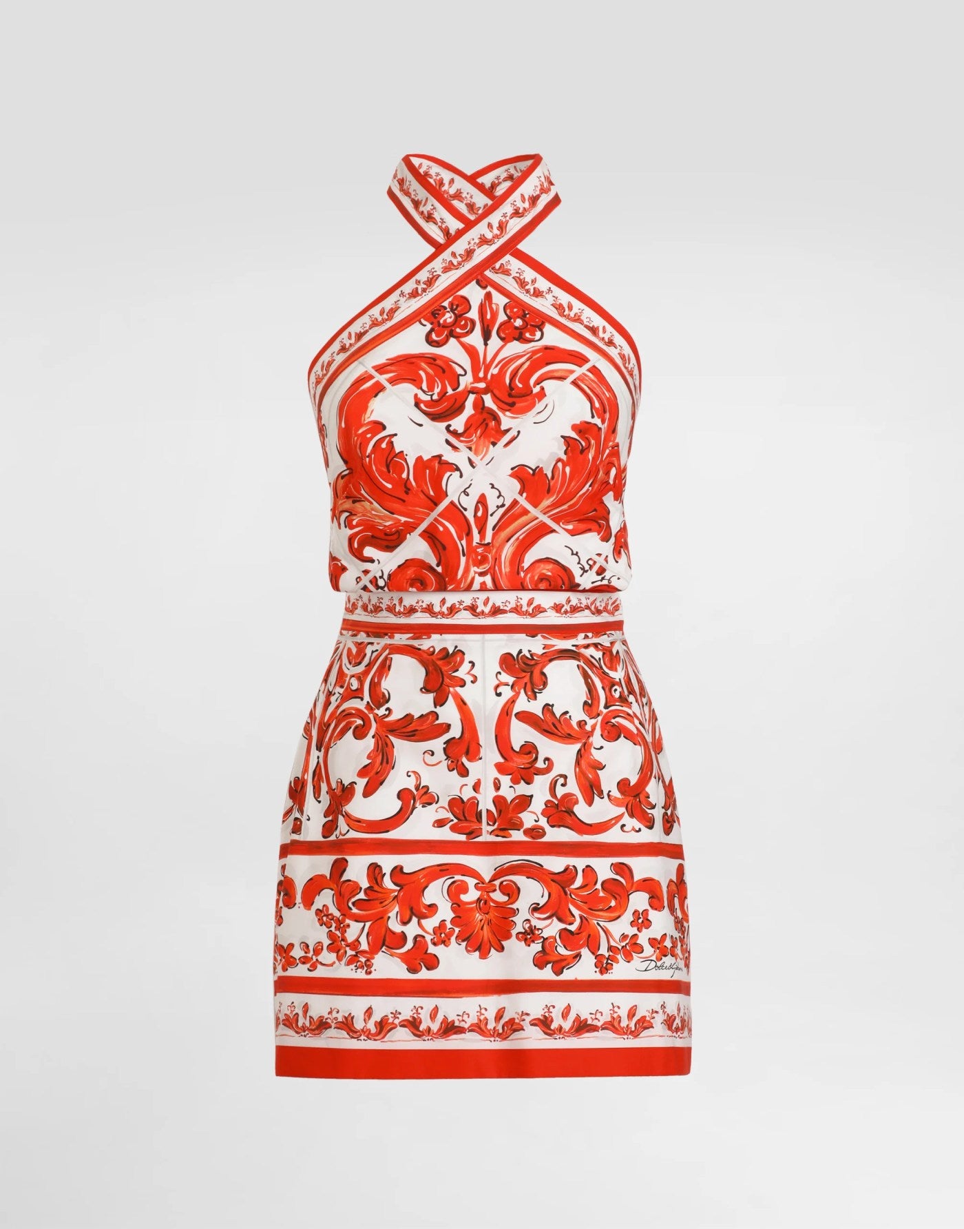 Majolica-print poplin dress