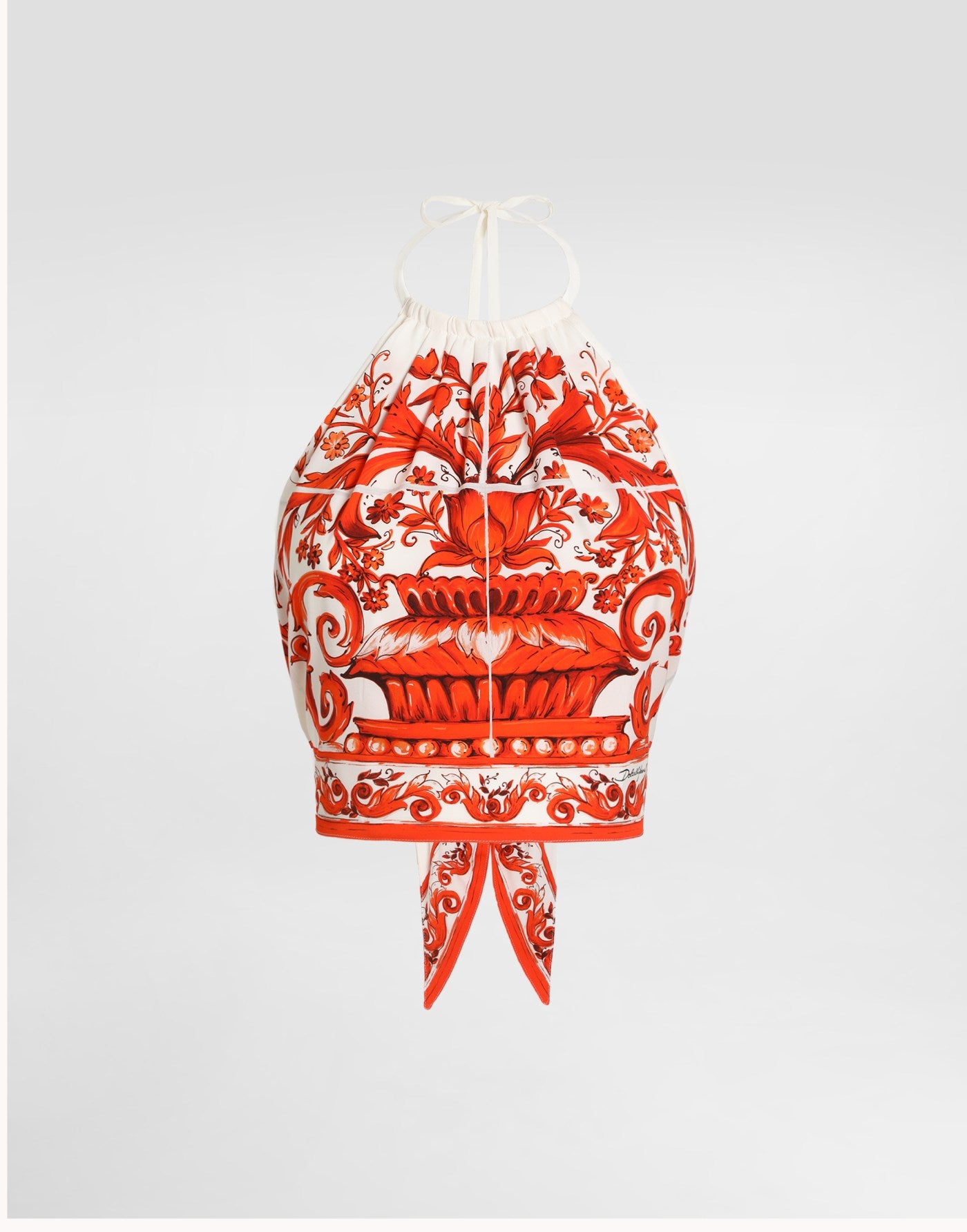 Majolica-print charmeuse top