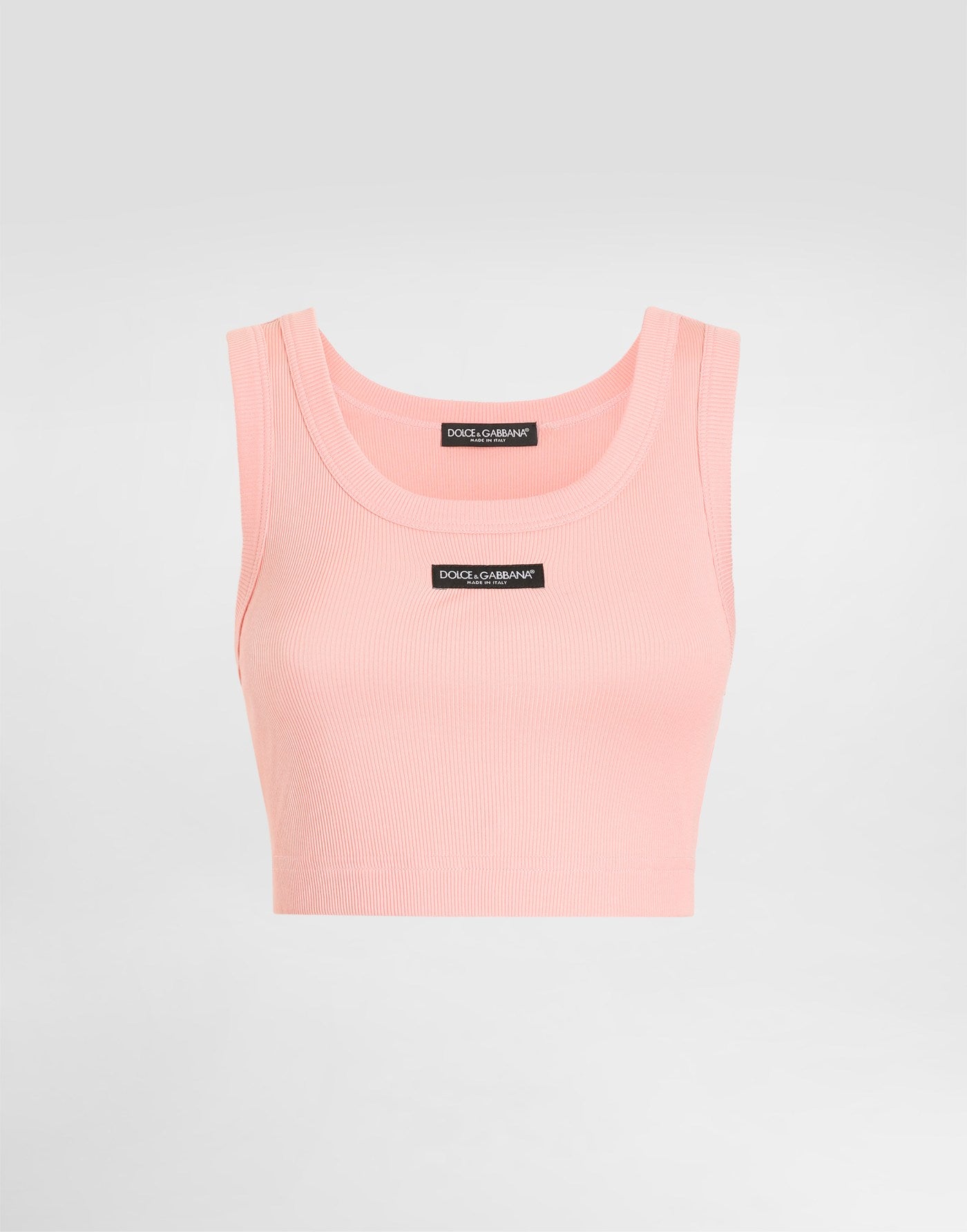 Cotton cropped tank top with logo