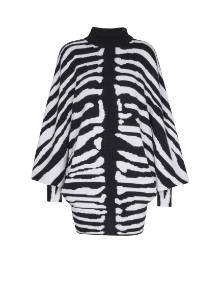 Knit dress with zebra intarsia