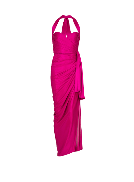 Flowing draped interlock jersey dress