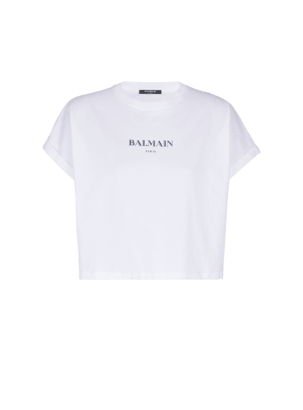 Cropped T-shirt with Balmain print