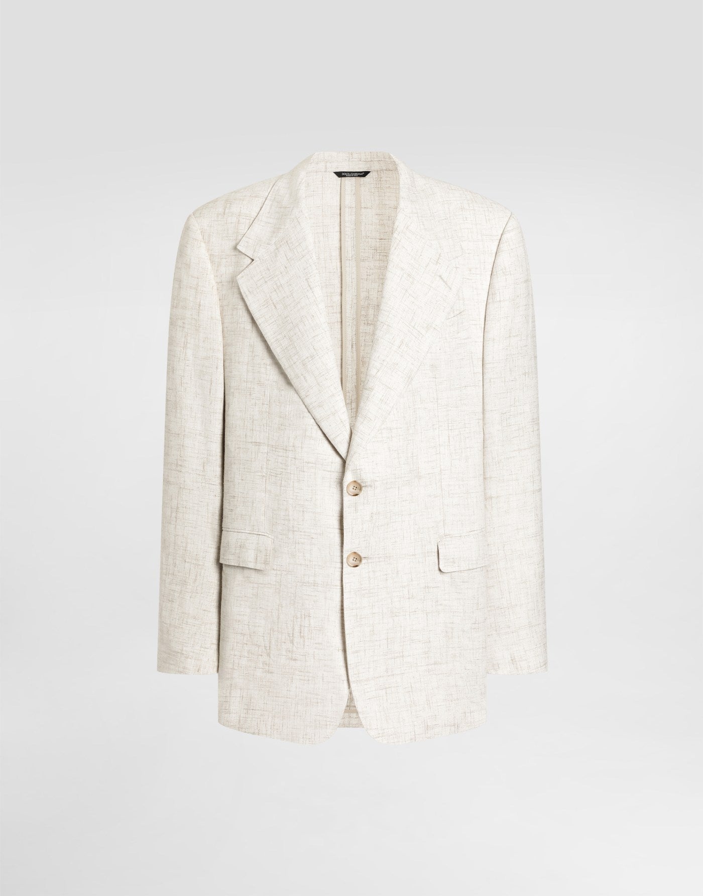 Single-breasted tweed-effect linen and viscose jacket