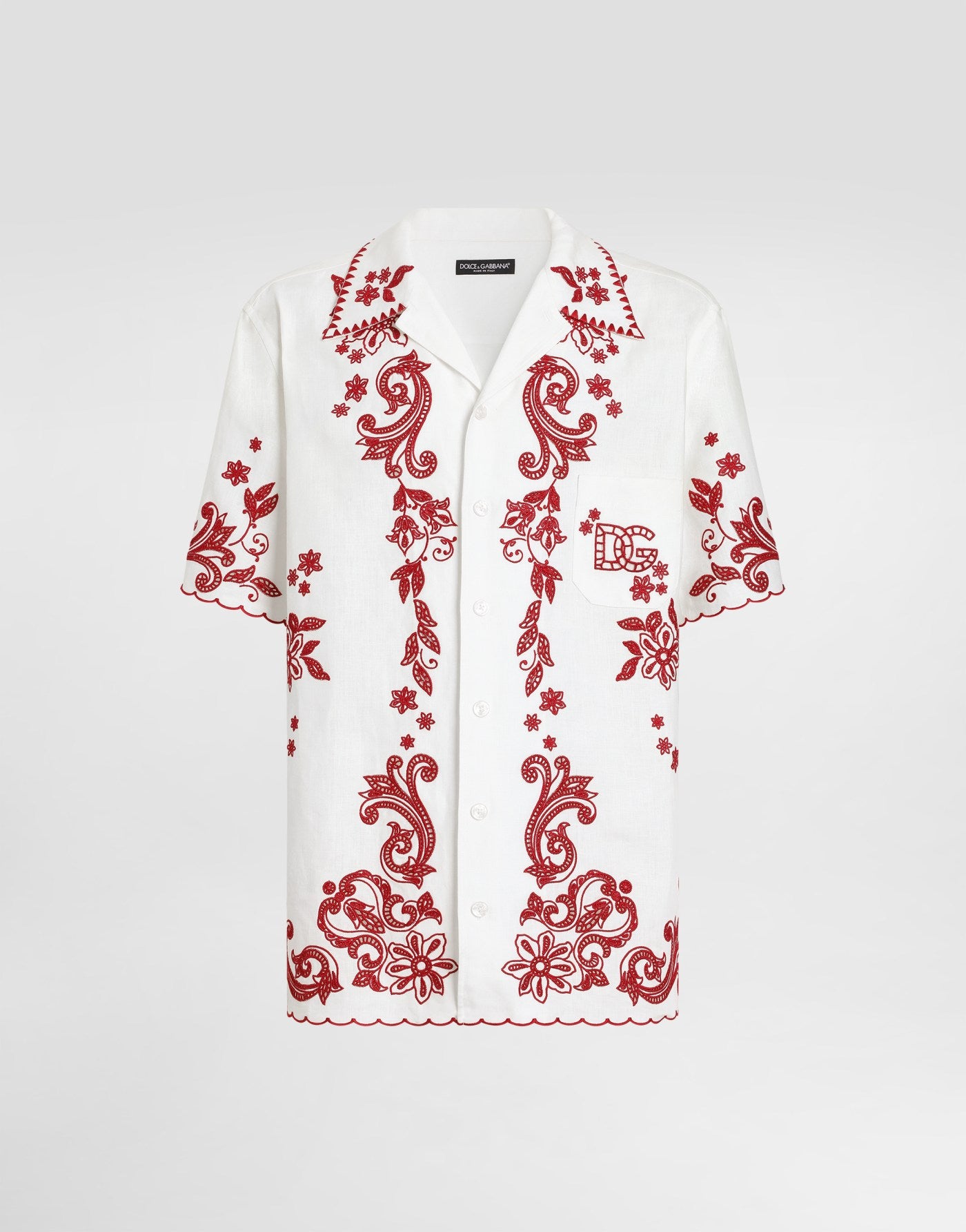 Hawaii linen shirt with cutwork