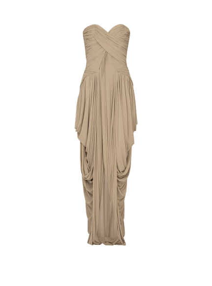 Draped strapless jumpsuit