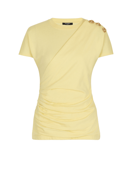 Draped T-shirt with buttons
