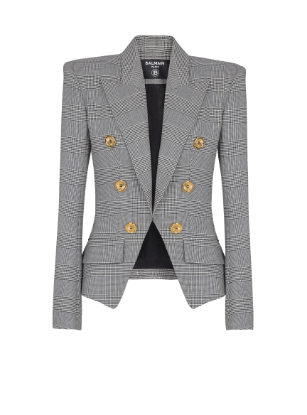 6-buttons jacket in Prince of Wales jacquard