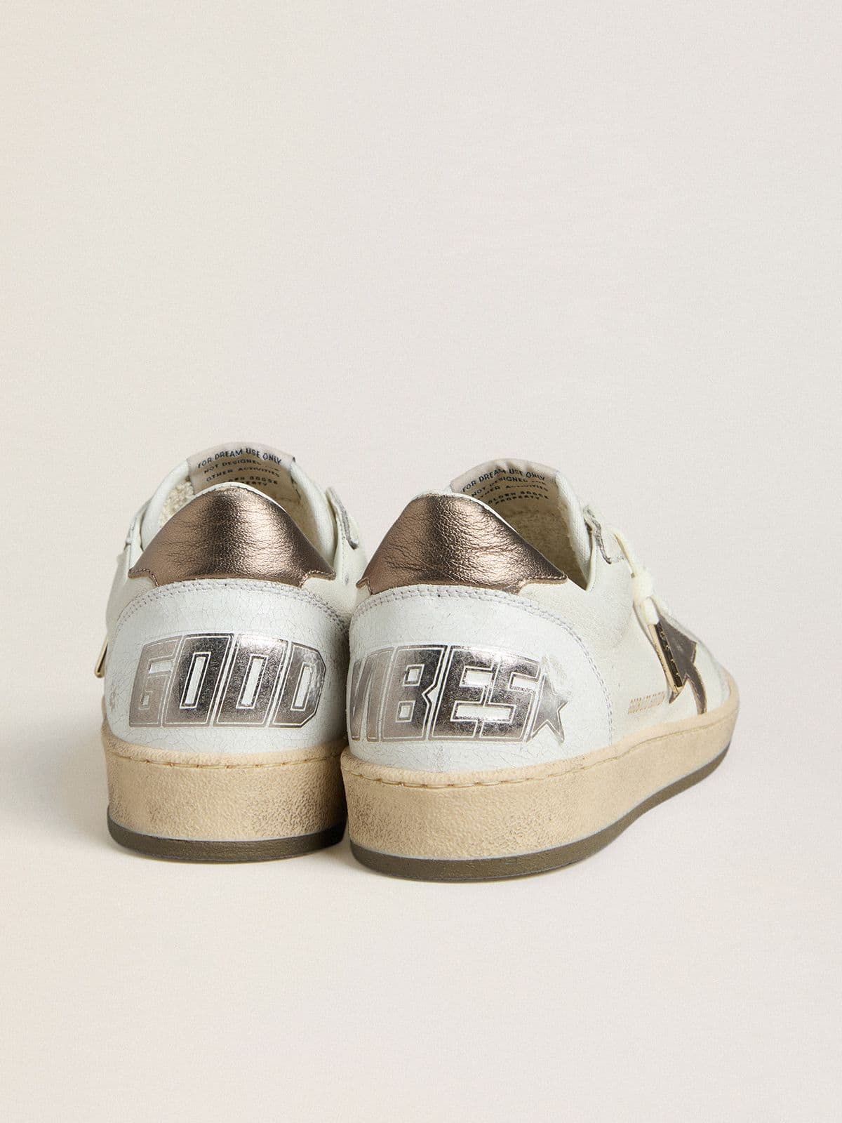 Men's Ball Star in white nappa leather with bronze-colored laminated leather star and heel tab