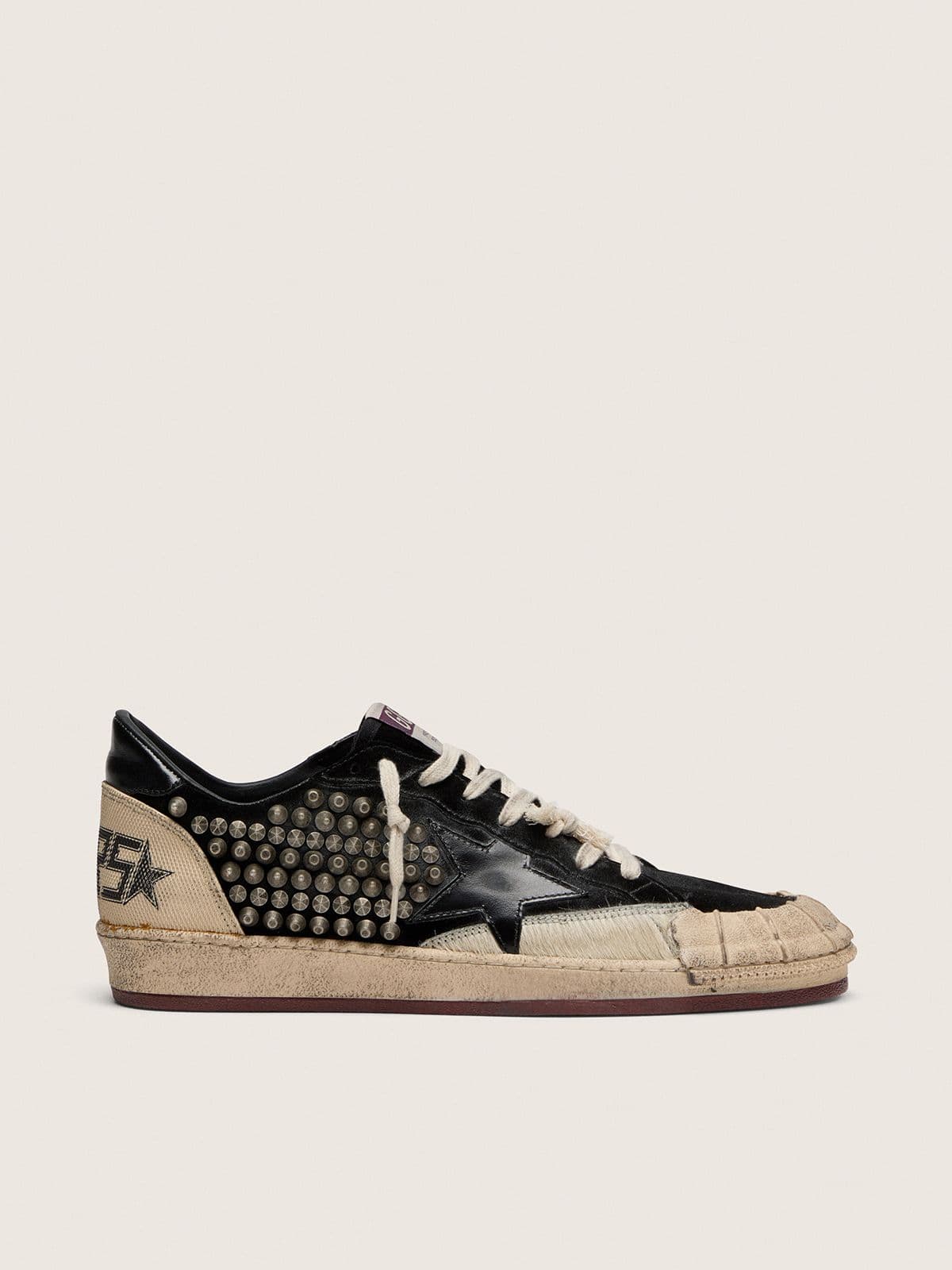 Men's Ball Star LAB in black suede with studs and glossy black leather star